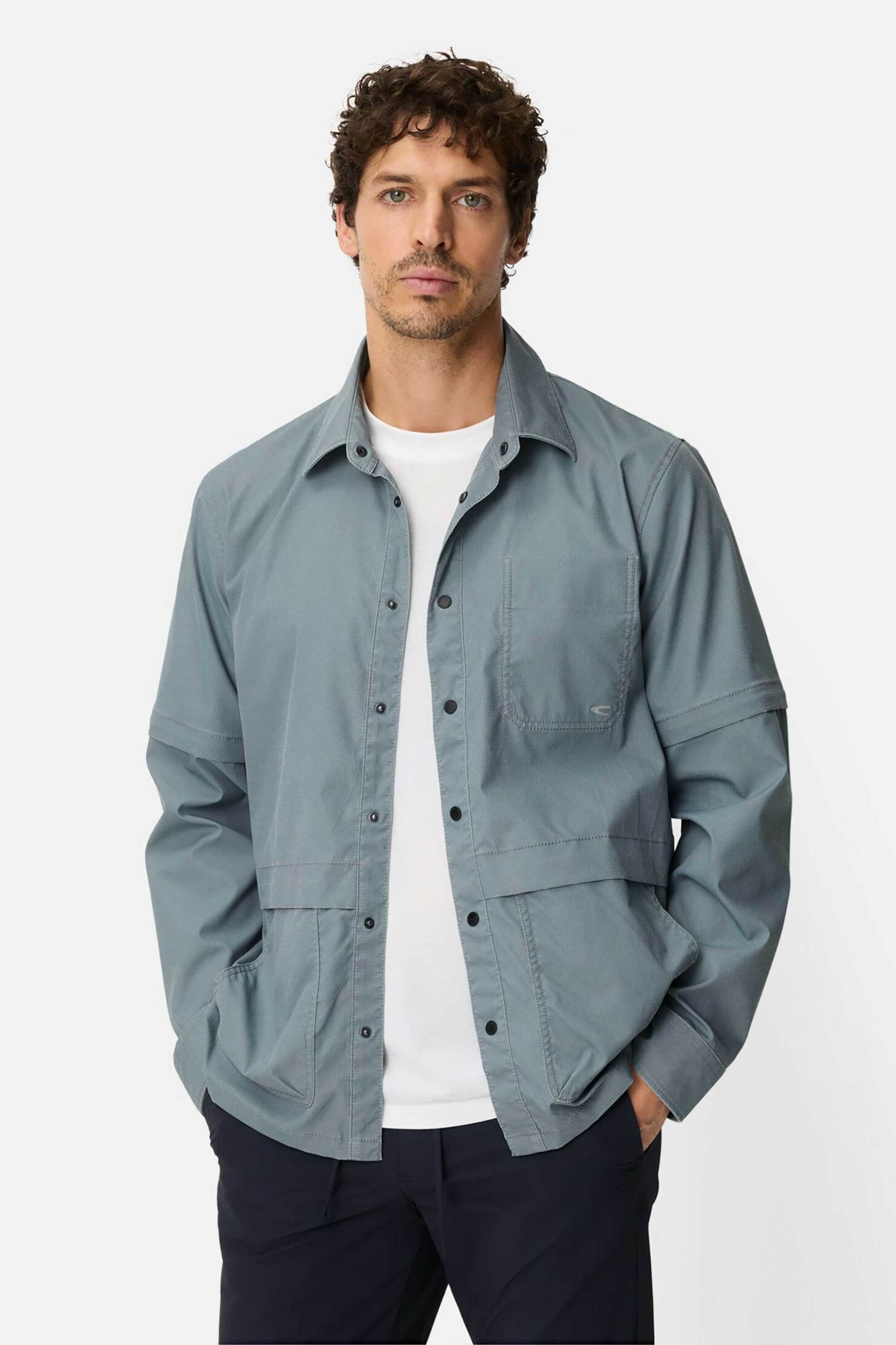 Camel Active ανδρικό overshirt με τσέπες Relaxed Fit - C261-409388-7S88 Γκρι Γαλάζιο
