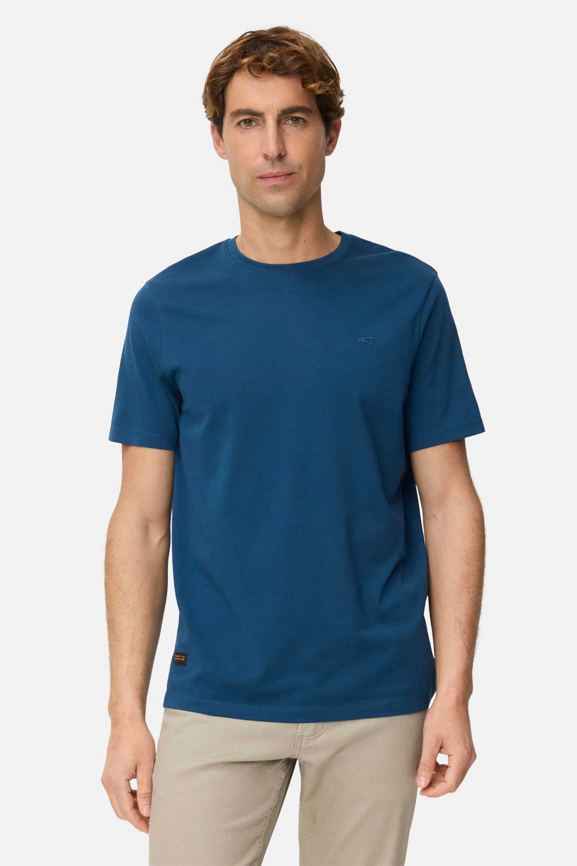 Camel Active ανδρικό T-shirt με κεντημένο monogram Regular Fit - C261-409700-7T07 Μπλε
