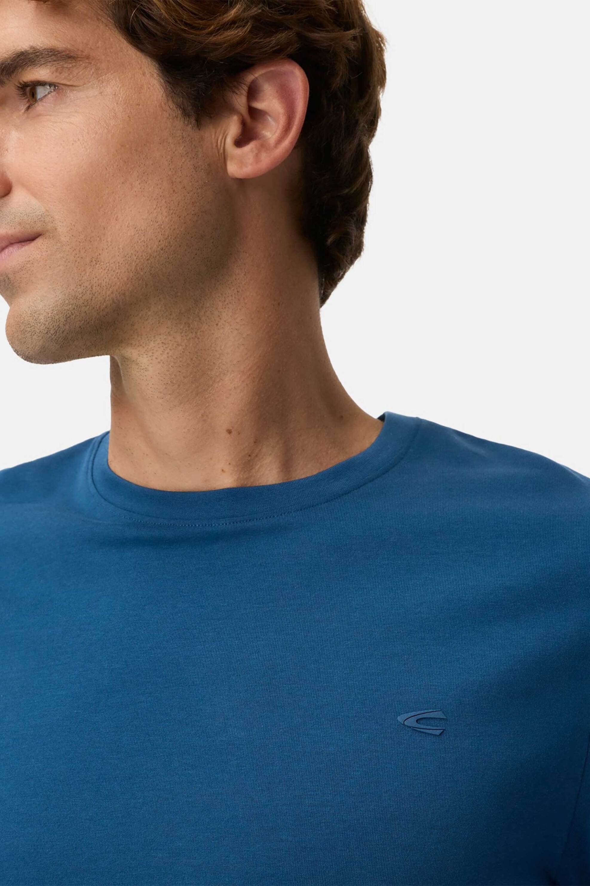 Camel Active ανδρικό T-shirt με κεντημένο monogram Regular Fit - C261-409700-7T07 Μπλε φωτογραφία