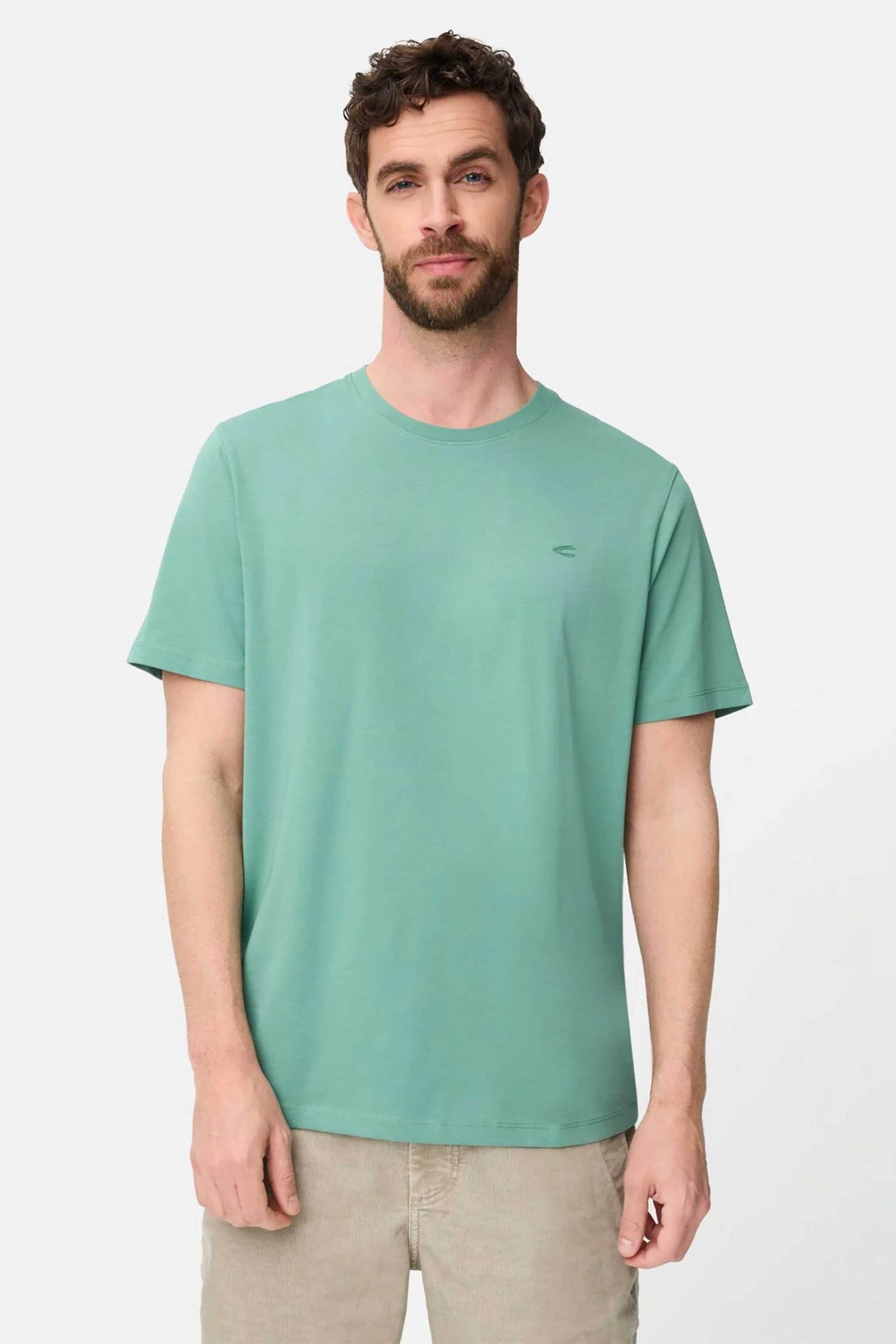 Camel Active ανδρικό T-shirt με κεντημένο monogram Regular Fit - C261-409700-7T07 Πράσινο