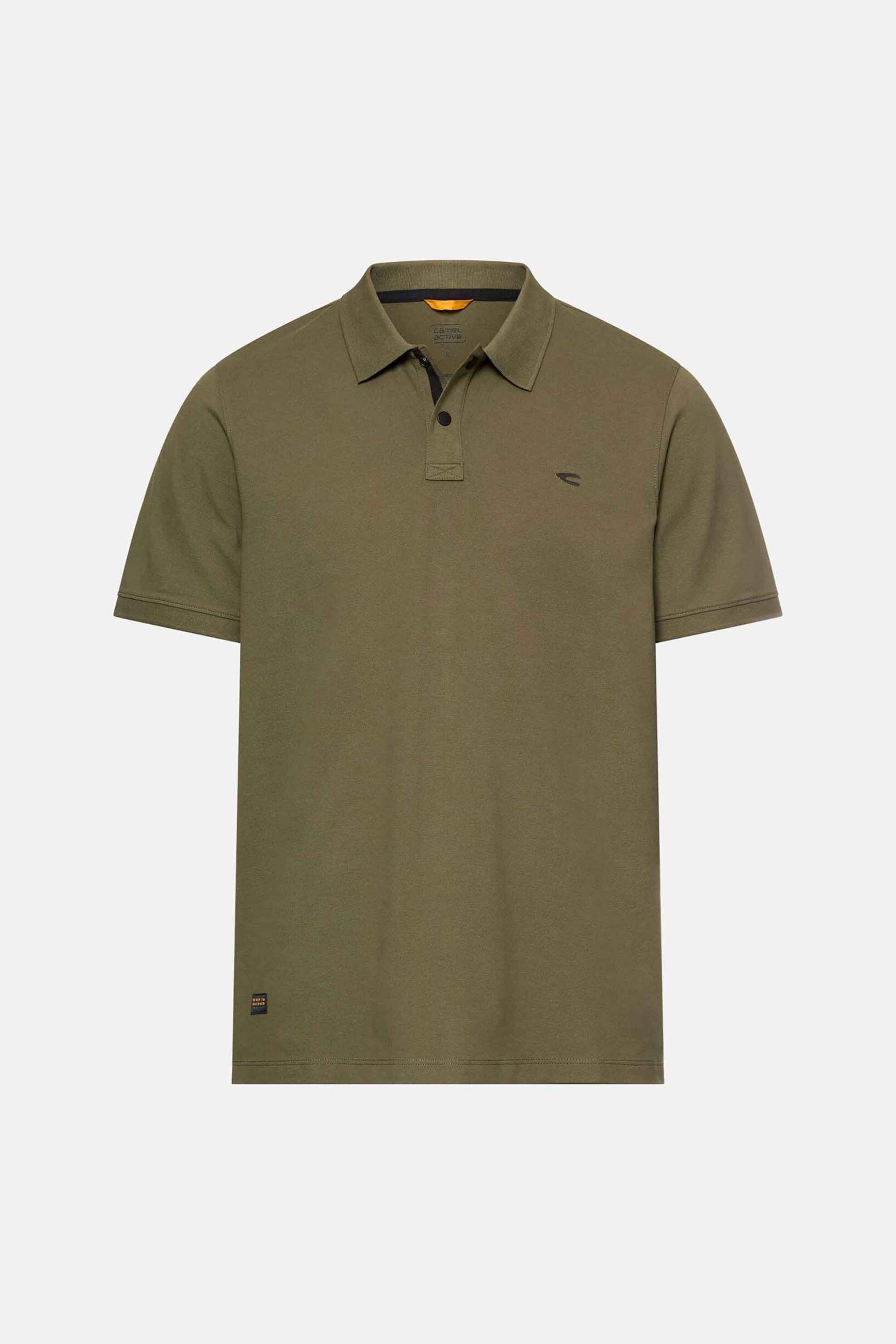 Camel Active Ανδρική Μπλούζα Πόλο Πικέ με Κεντημένο Monogram Regular Fit - C261-409920-7P01 Λαδί