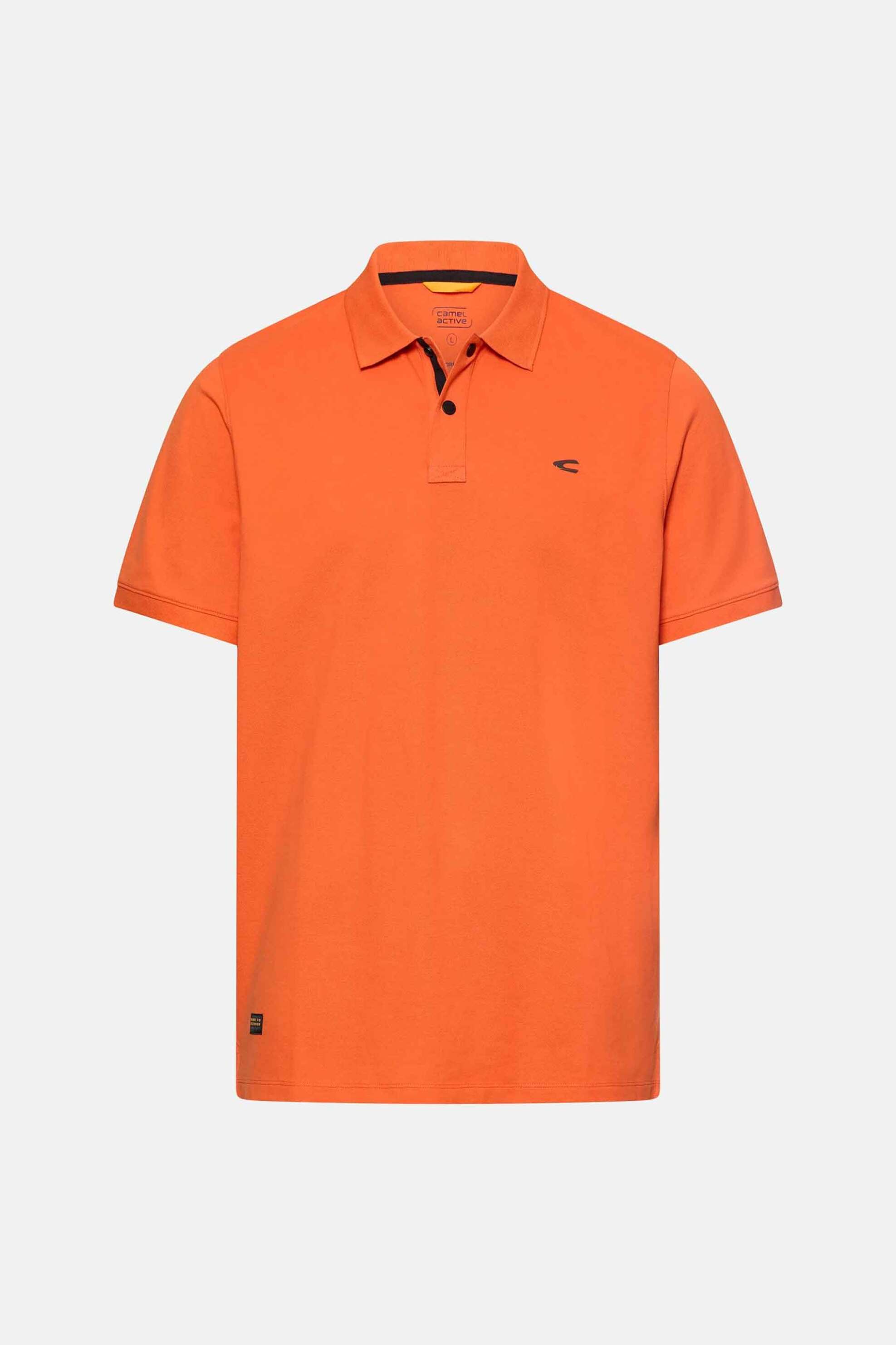 Camel Active Ανδρική Μπλούζα Πόλο Πικέ με Κεντημένο Monogram Regular Fit - C261-409920-7P01 Πορτοκαλί