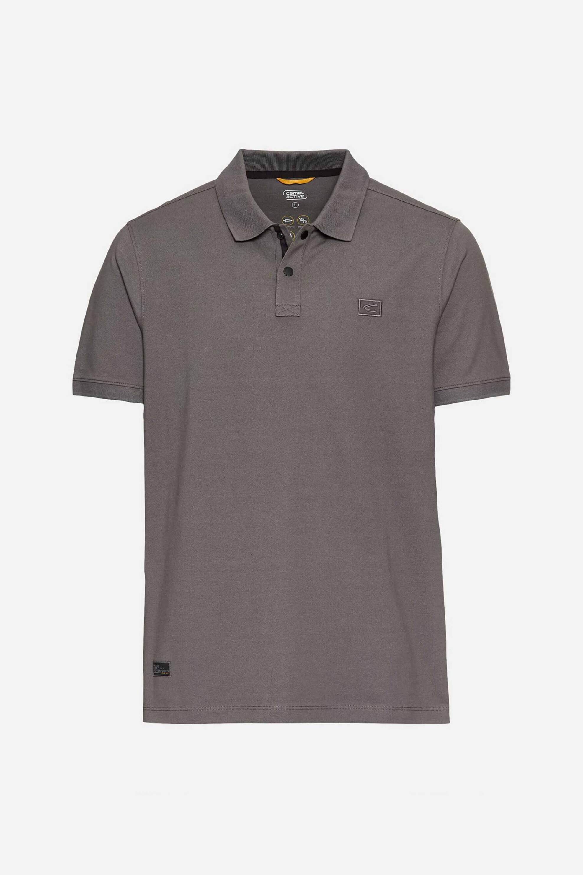 Camel Active Ανδρική Μπλούζα Πόλο Πικέ με Κεντημένο Monogram Regular Fit - C261-409920-5P01N Γκρι