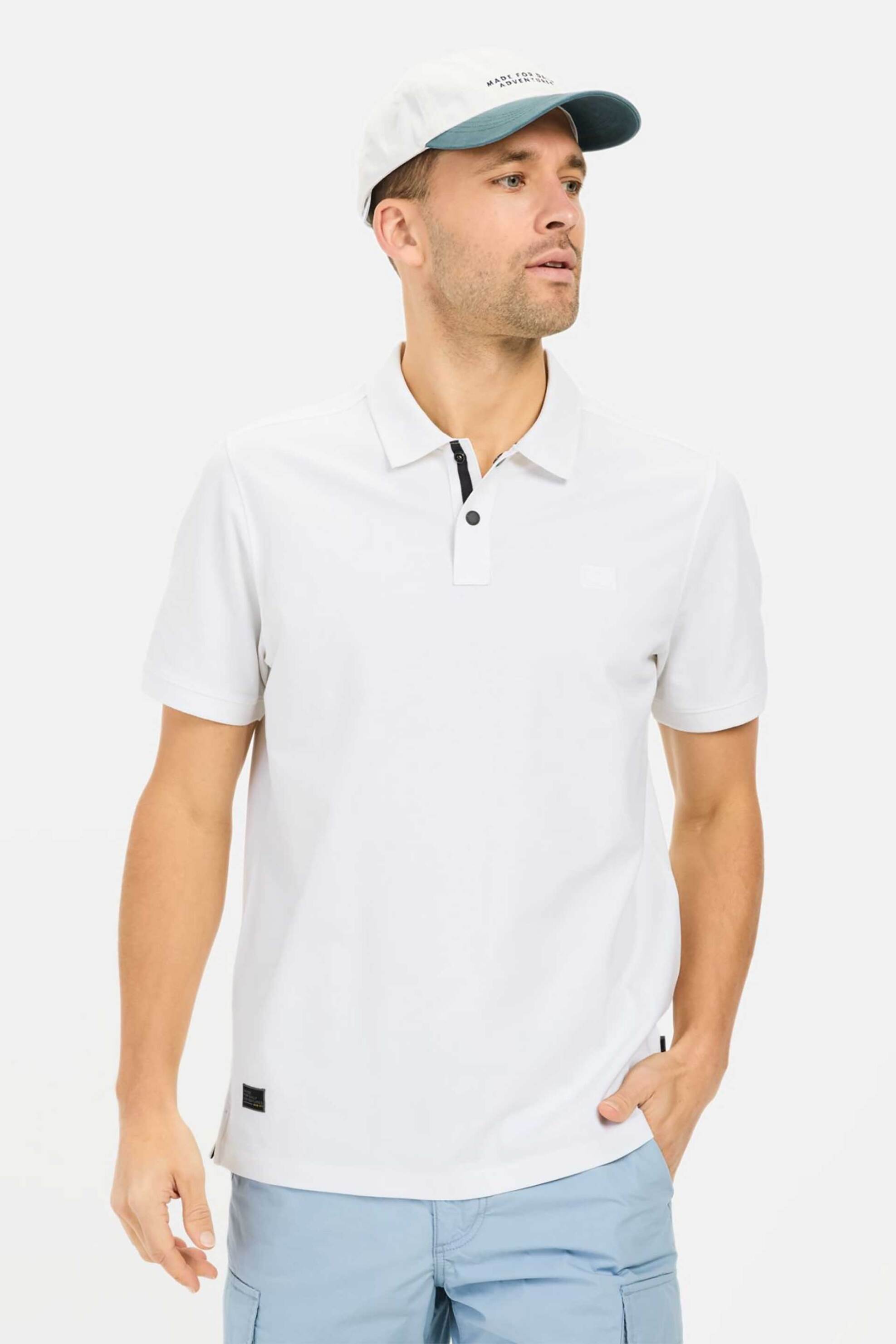 Camel Active ανδρική μπλούζα πόλο πικέ με κεντημένο monogram Regular Fit - C261-409920-5P01N Λευκό