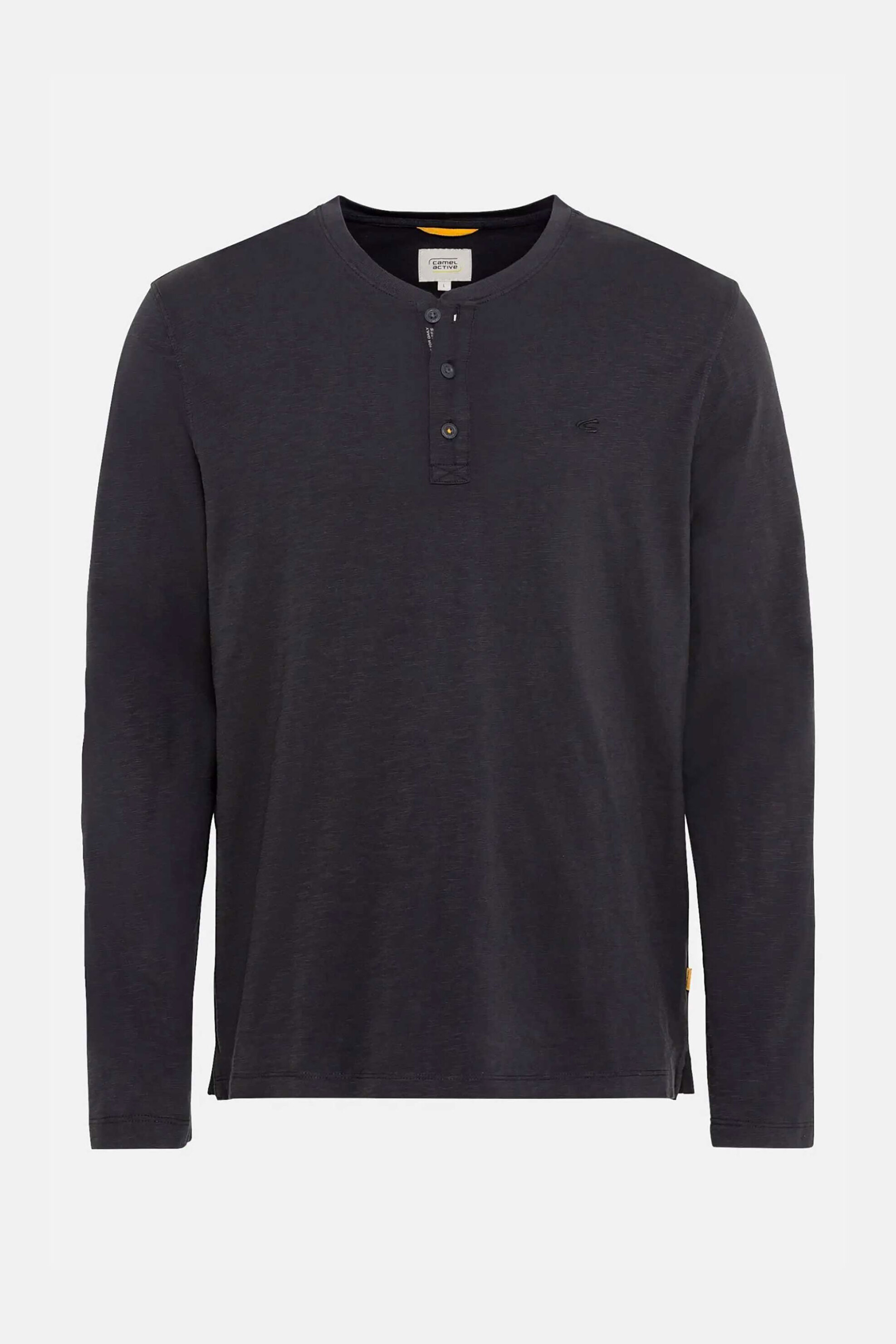 Camel Active Ανδρική Μακρυμάνικη Μπλούζα Henley με Κεντημένο Monogram Regular Fit - C261Nos-409371-9T85N Μαύρο