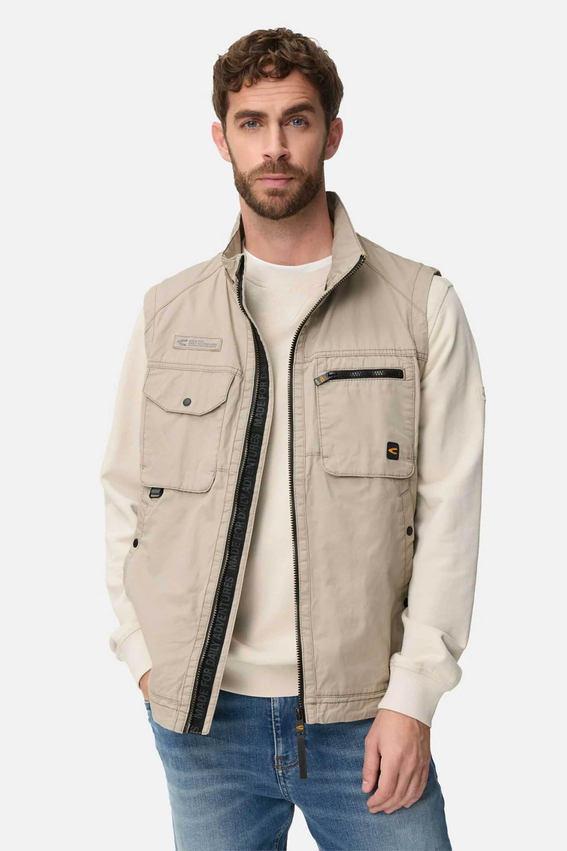 Camel Active ανδρικό αμάνικο μπουφάν με ψηλό λαιμό και τσέπες Regular Fit - C261-460140-7N60 Μπεζ