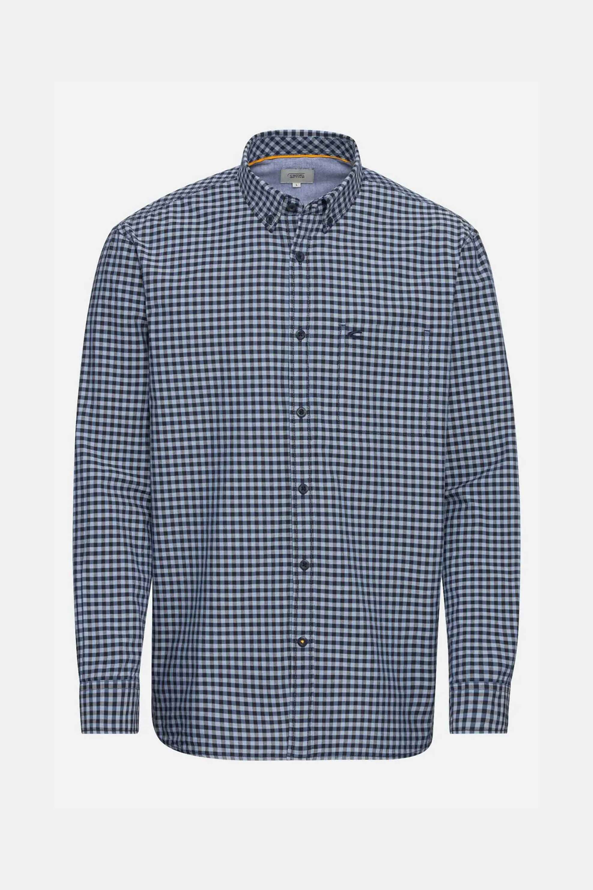 Camel Active Ανδρικό Πουκάμισο Button Down με Καρό Σχέδιο Και Τσέπη Κεντημένο Monogram Regular Fit - C261Nos-409110-9S10N Μπλε Σκούρο