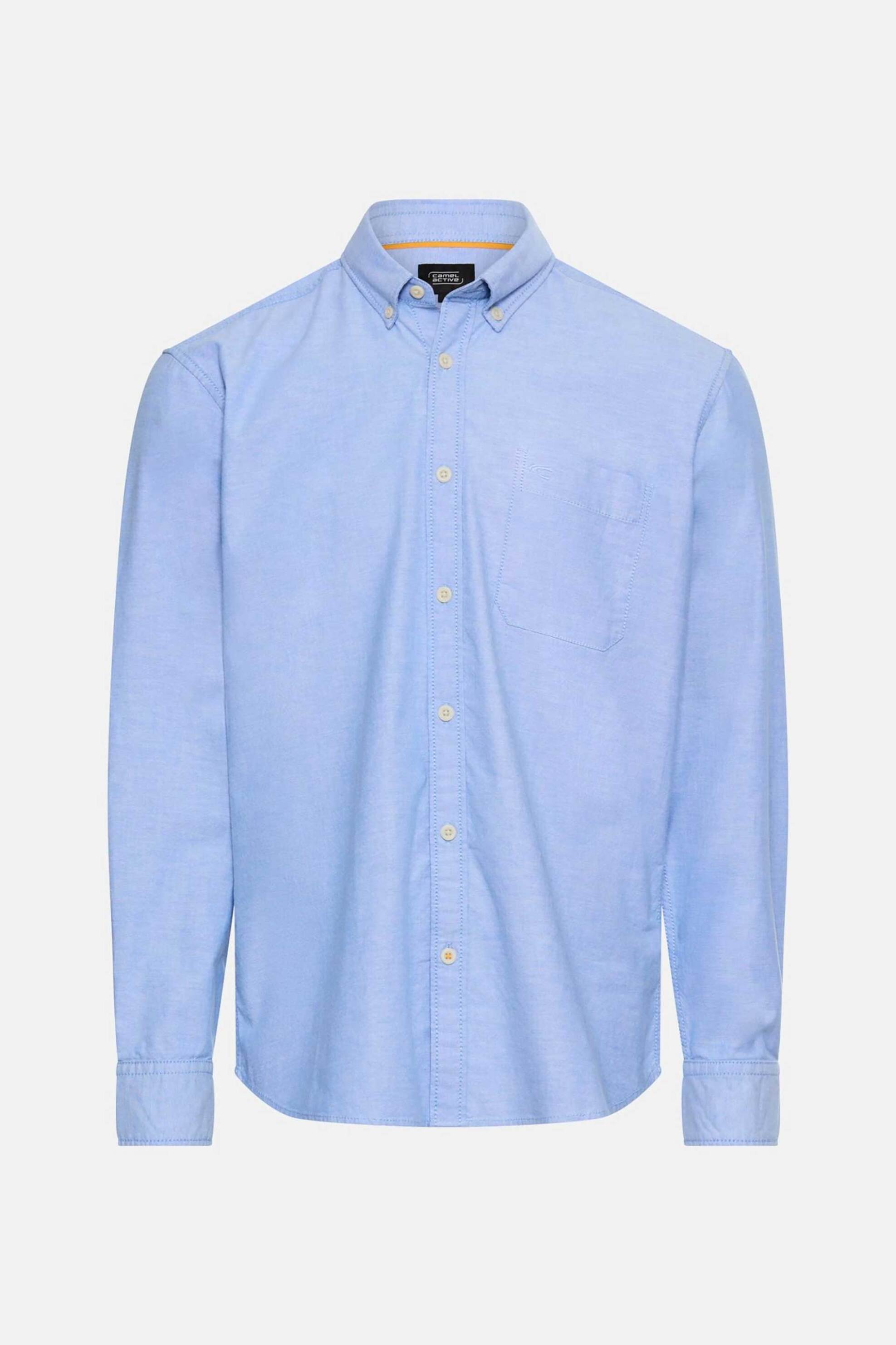 Camel Active Ανδρικό Πουκάμισο Oxford Button Down με Τσέπη Και Κεντημένο Monogram Regular Fit - C261Nos-409105-9S05 Μπλε Ανοιχτό