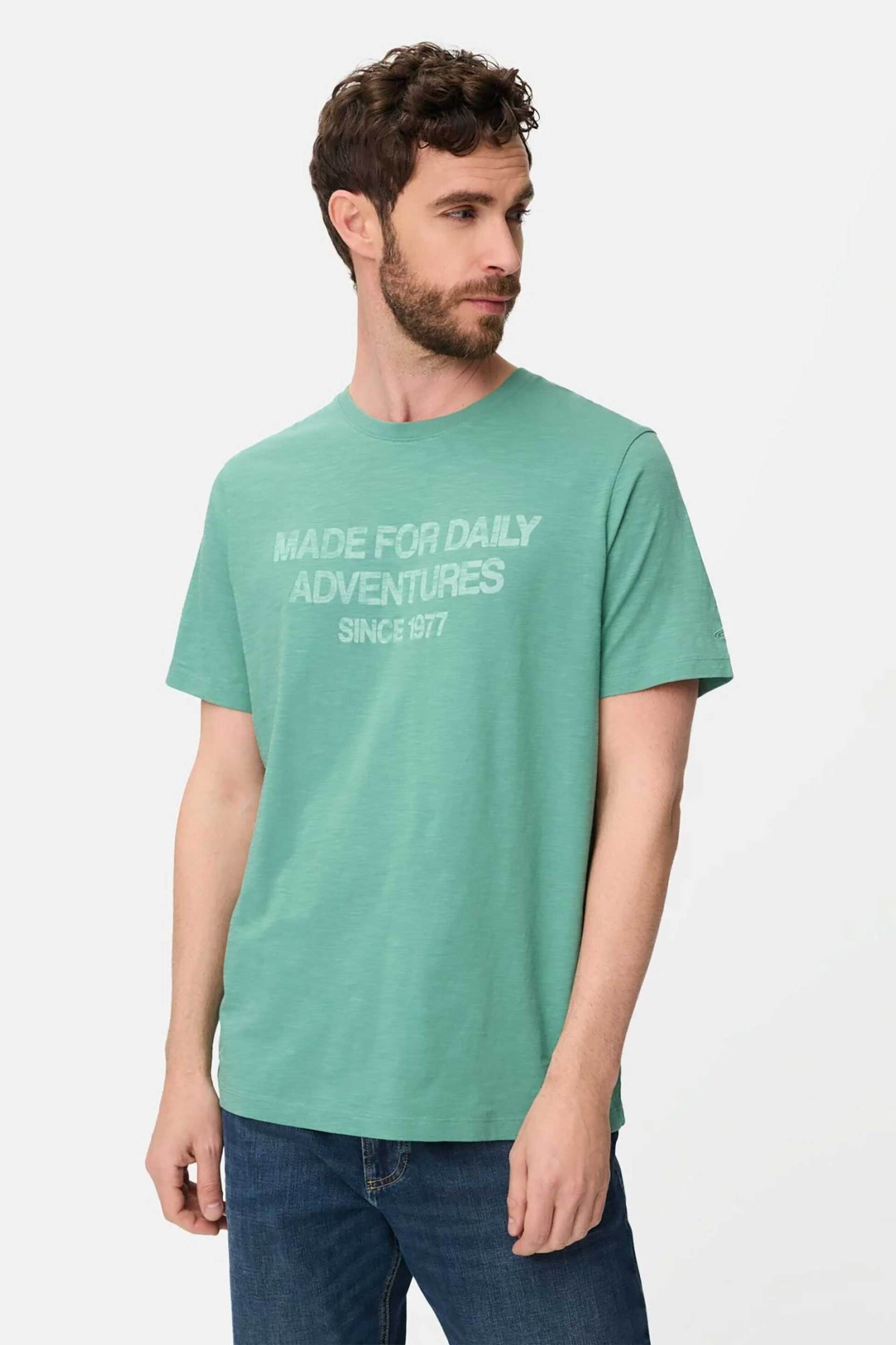 Camel Active ανδρικό T-shirt με lettering Regular Fit - C261-409700-7T54 Πράσινο