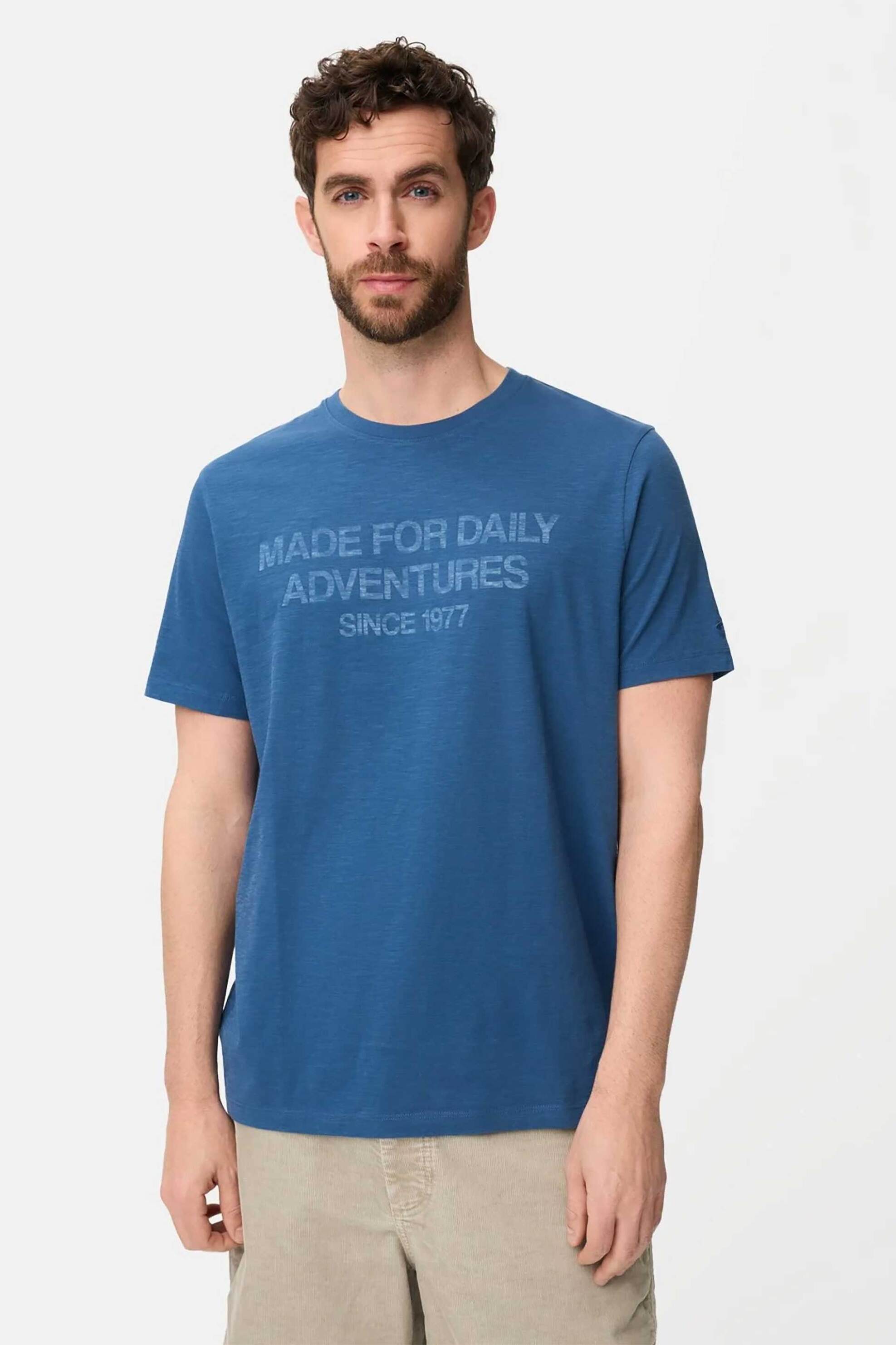 Camel Active ανδρικό T-shirt με lettering Regular Fit - C261-409700-7T54 Μπλε