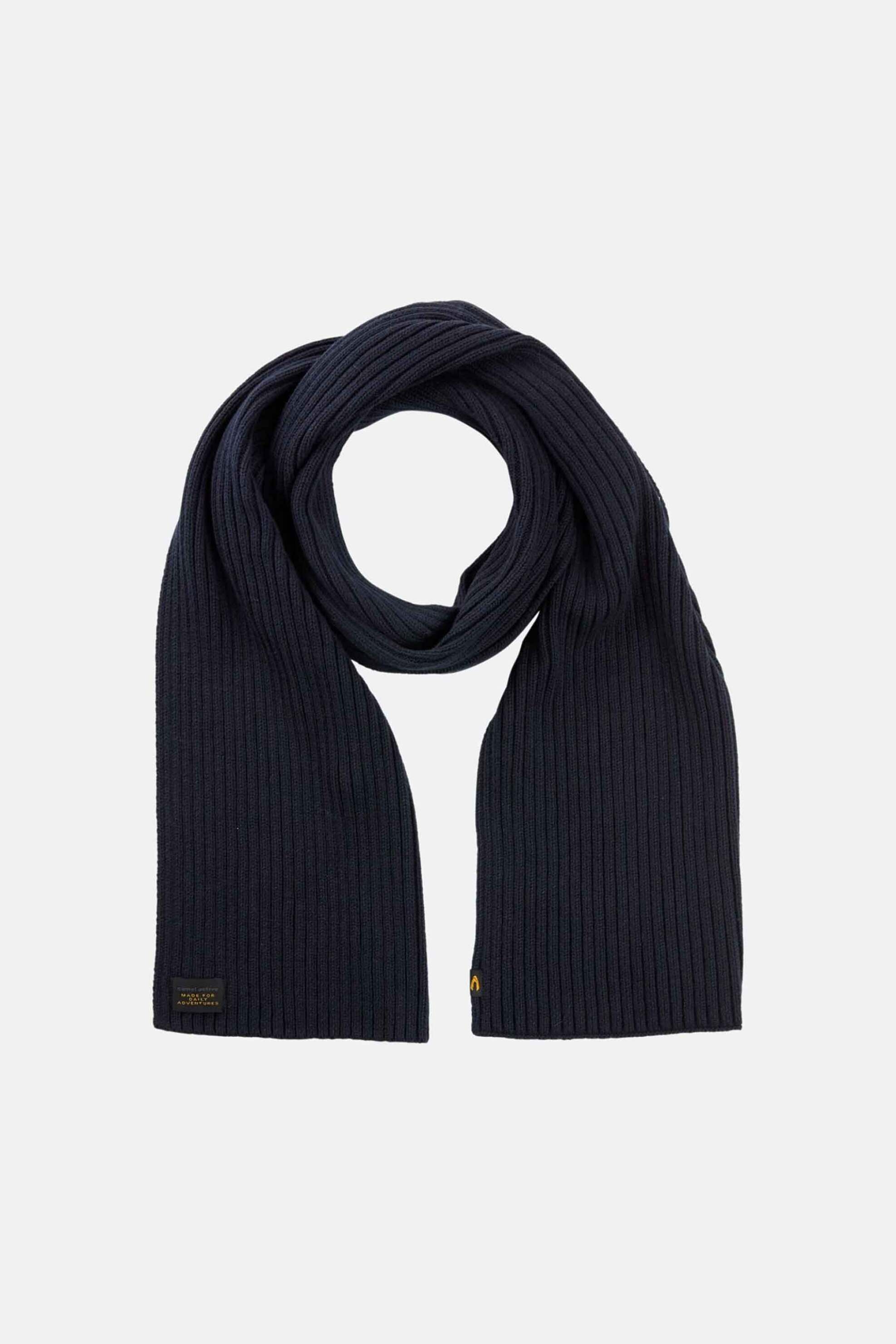 Camel Active ανδρικό πλεκτό κασκόλ ribbed με κασμίρι - C252-407500-6V50 Μπλε Σκούρο