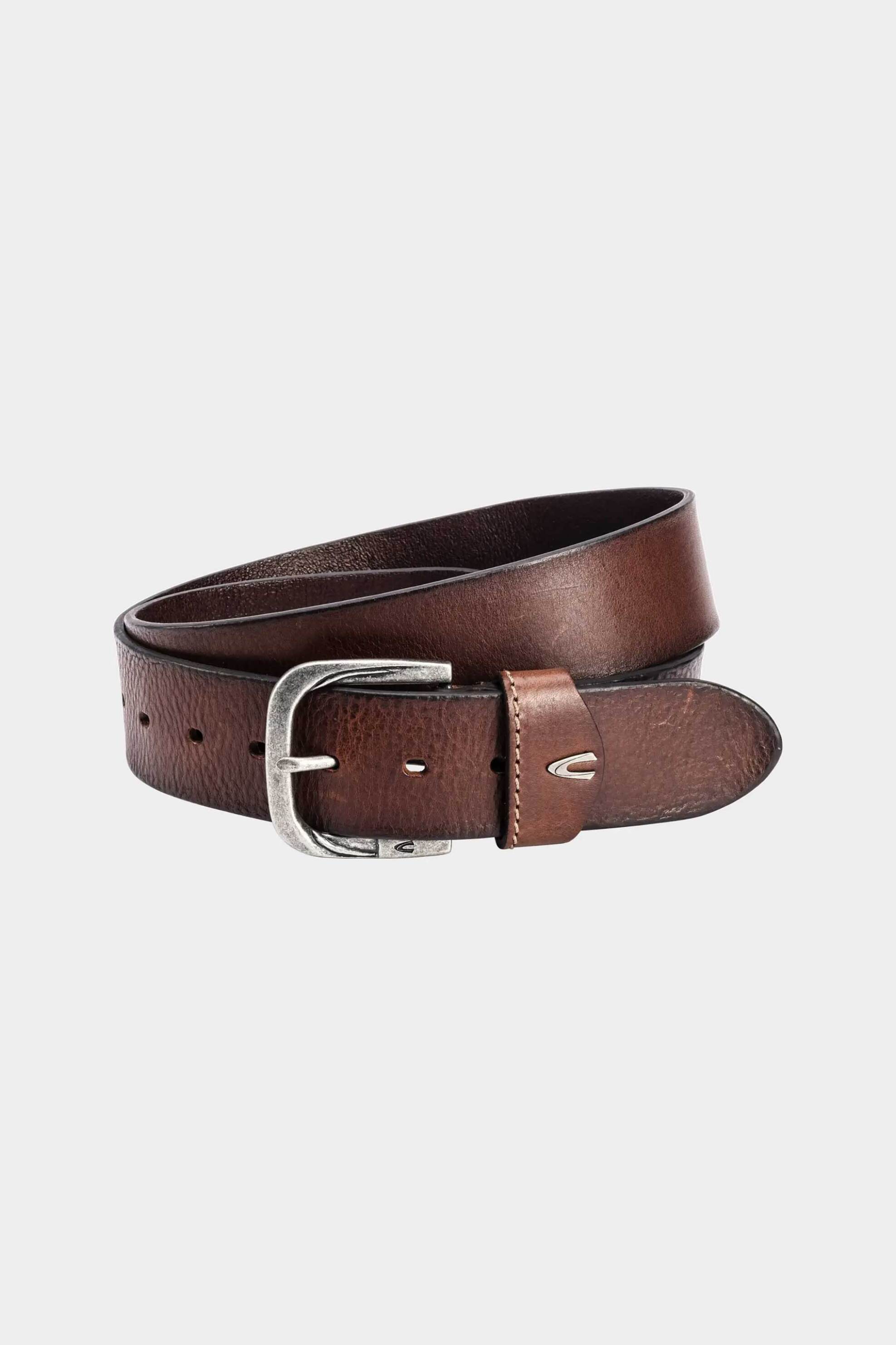 Camel Active ανδρική δερμάτινη ζώνη με μεταλλική αγκράφα και monogram - C261NOS-402060-9B06 Καφέ