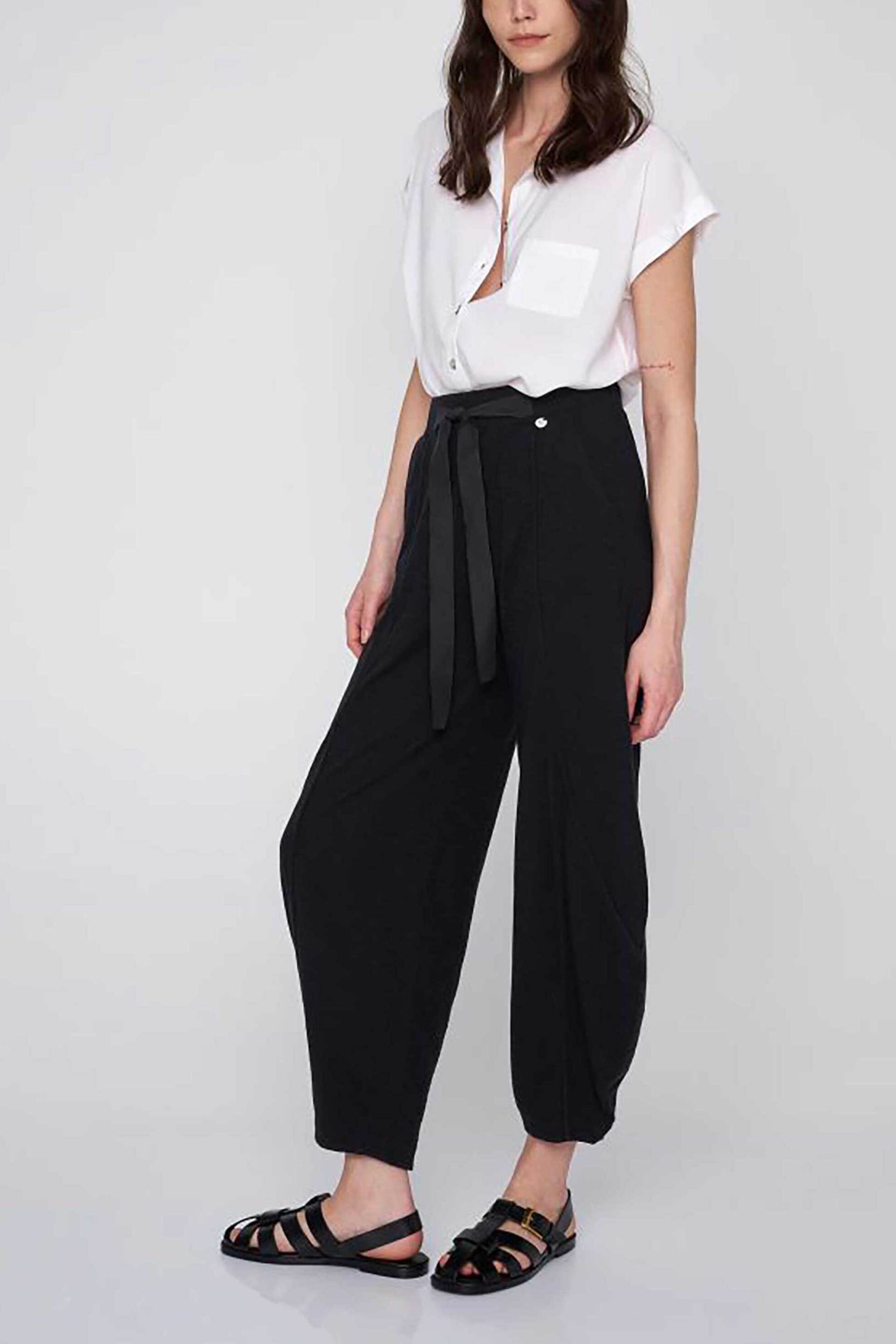 'ALE γυναικείο casual παντελόνι με ελαστική μέση - 8836003 Μαύρο φωτογραφία