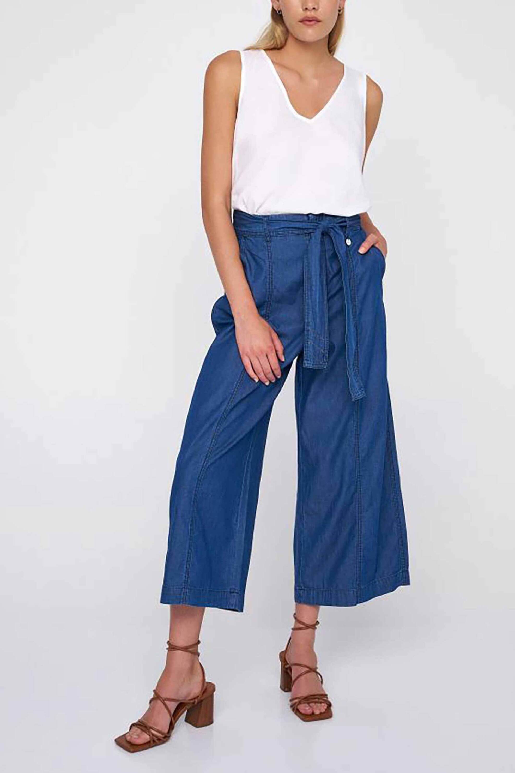 'ALE 'ALE γυναικεία ζιπ κιλότ με Denim όψη - 8918756 Denim Blue