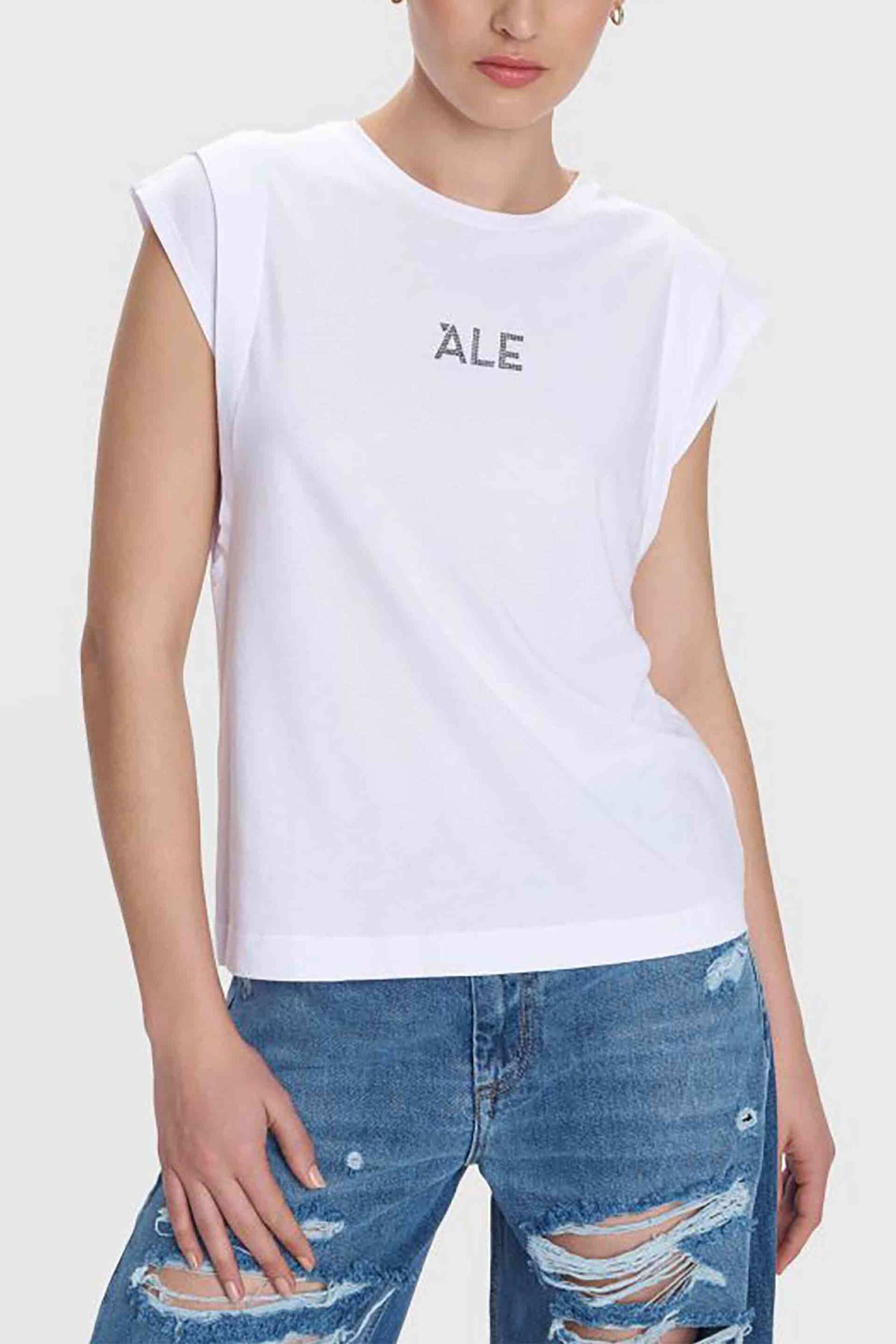  'ALE γυναικείο T-shirt με λογότυπο από στρας - 81039233 Λευκό 2025