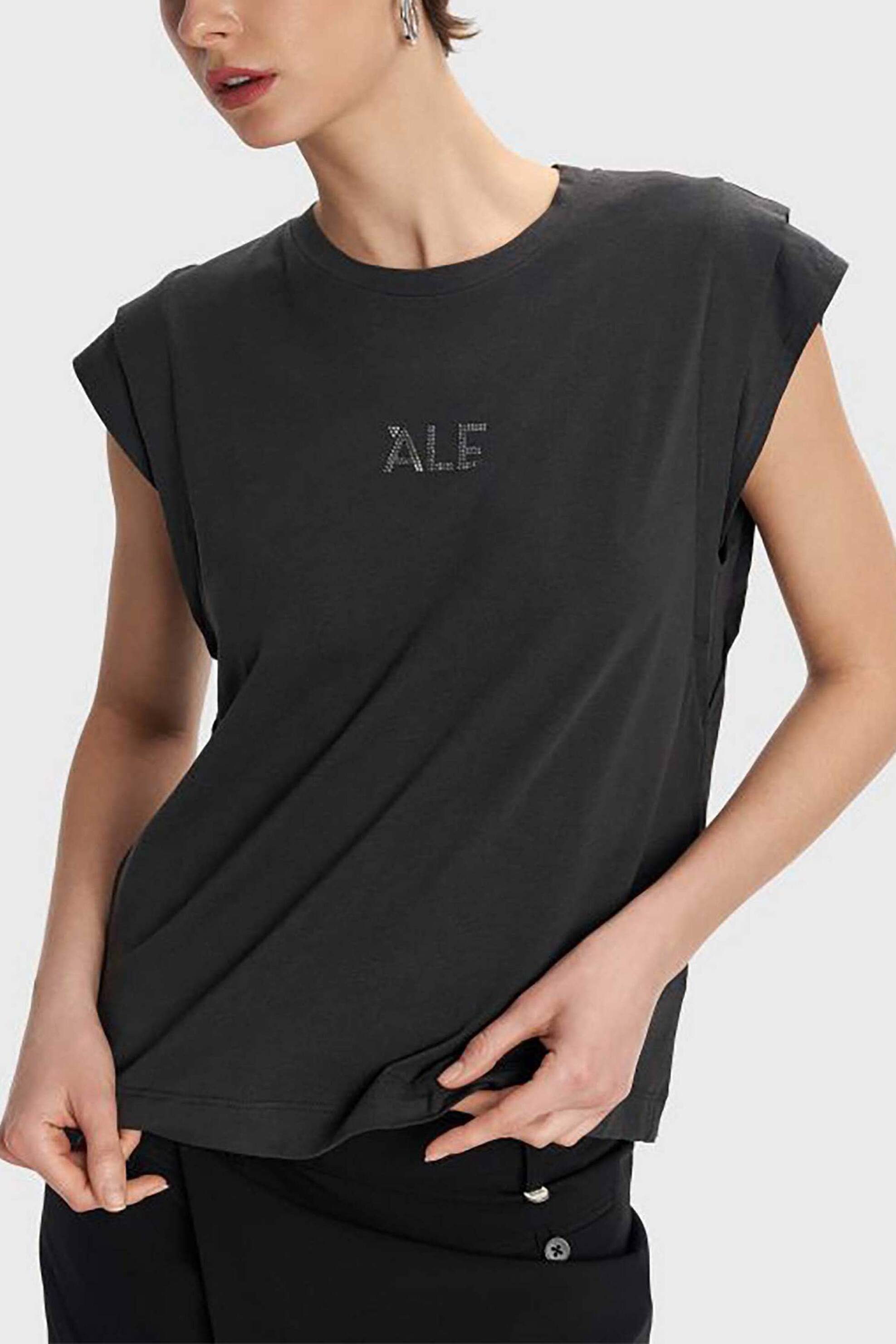  'ALE γυναικείο T-shirt με λογότυπο από στρας - 81039233 Μαύρο 2025