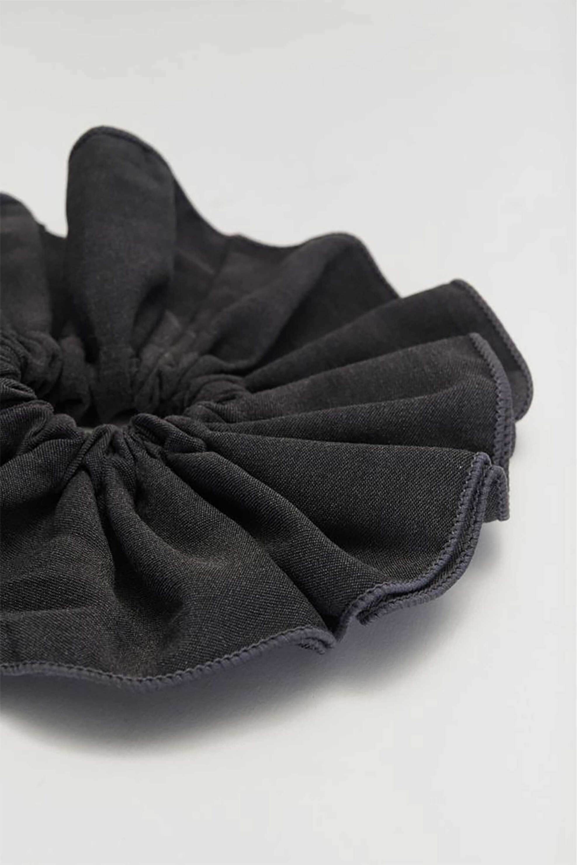 'ALE γυναικείο scrunchie oversized με denim όψη - 8K22858 Ανθρακί φωτογραφία
