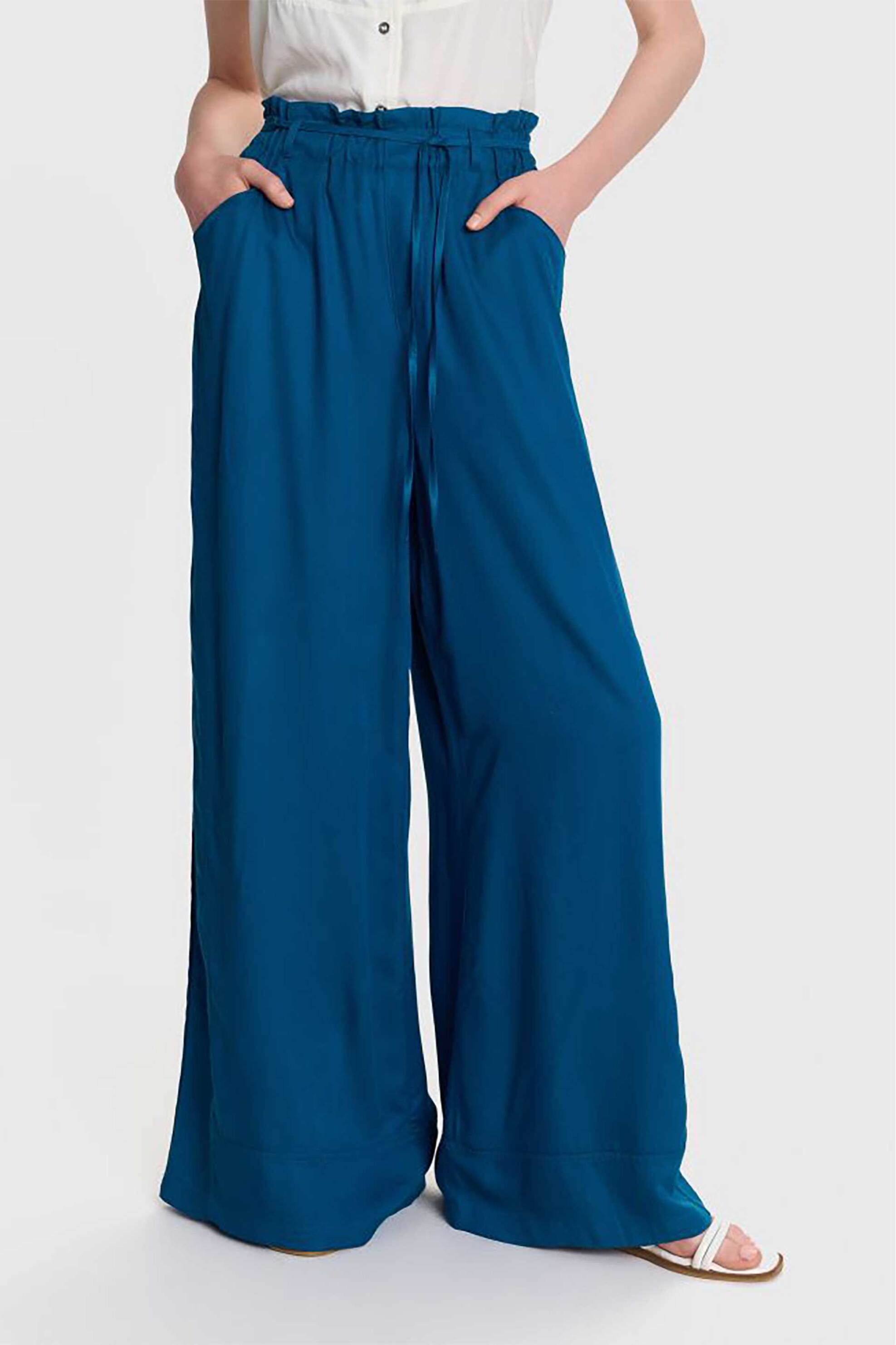'ALE γυναικεία παντελόνα μονόχρωμη Loose Fit - 8920987C Μπλε φωτογραφία