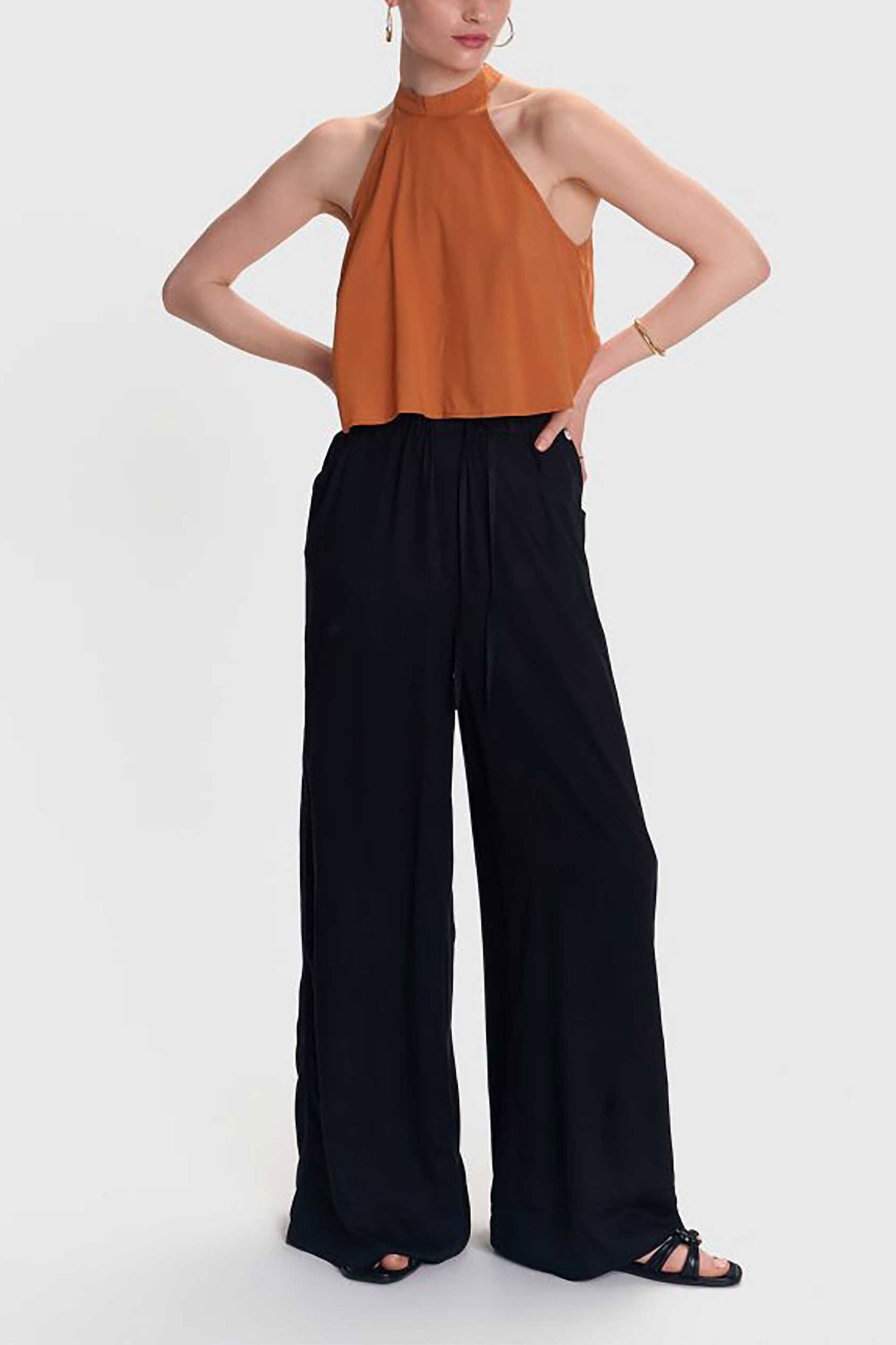 'ALE 'ALE γυναικεία παντελόνα μονόχρωμη Loose Fit - 8920987 Μαύρο