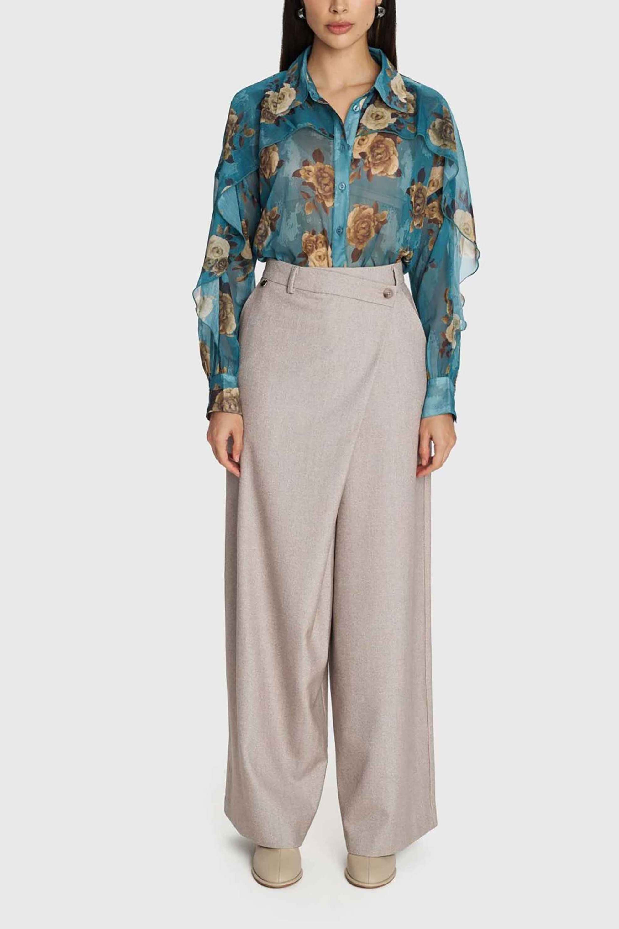 'ALE γυναικείο πουκάμισο με floral print - 8922115 Πετρόλ φωτογραφία