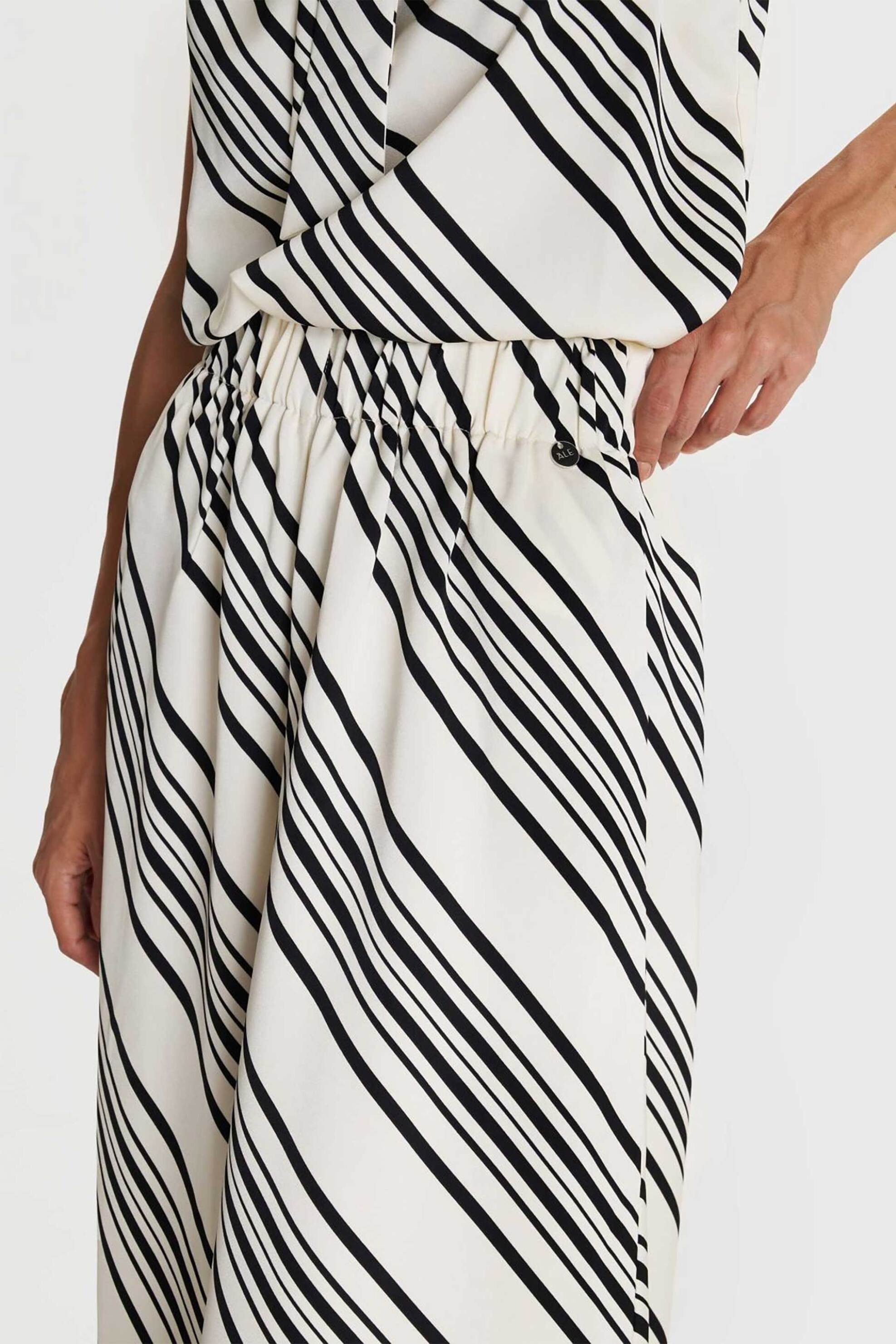'ALE γυναικείο παντελόνι με ριγέ print Wide Leg - 8921635 Κρέμ φωτογραφία