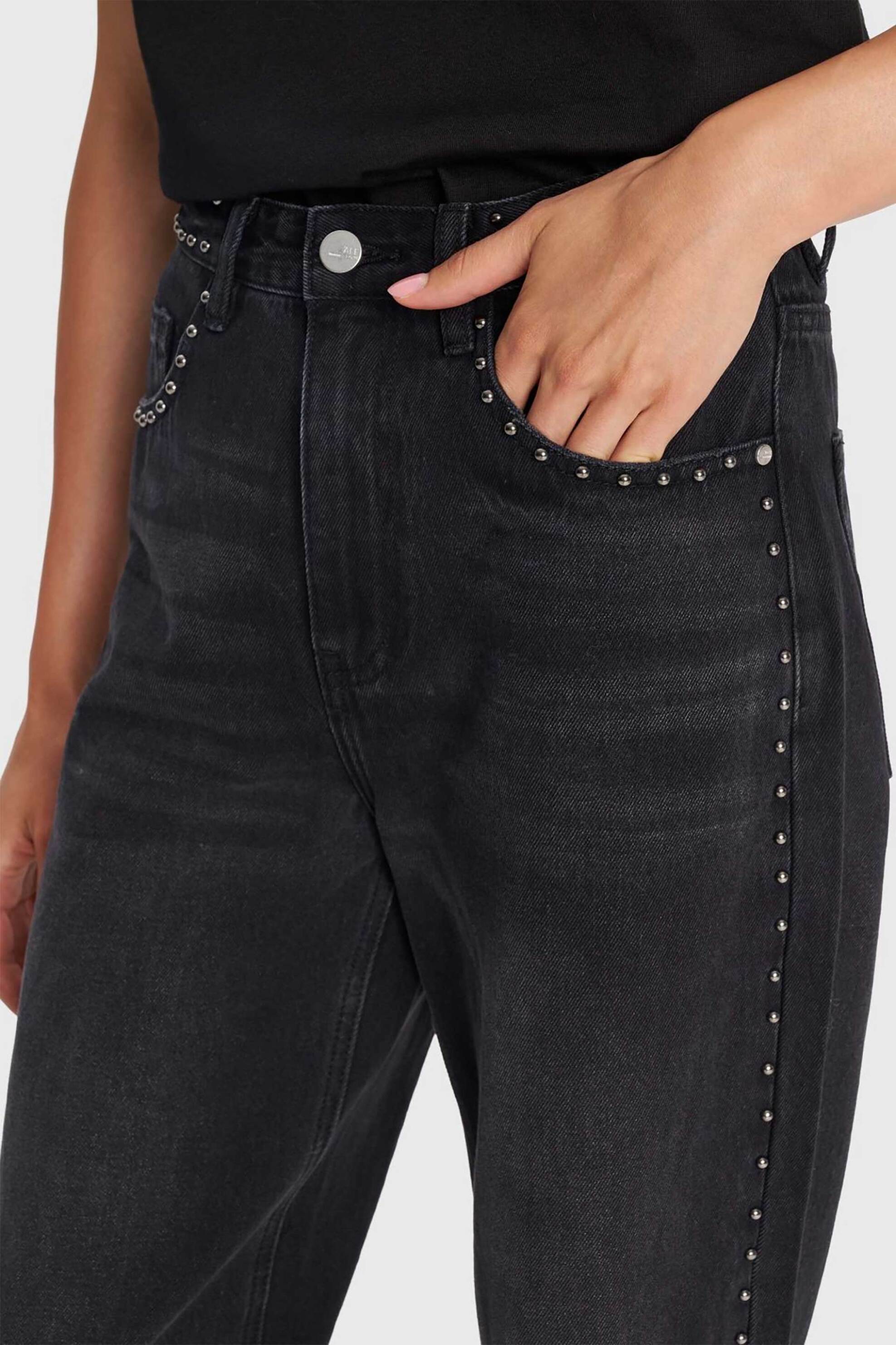 'ALE γυναικείο τζιν παντελόνι πεντάτσεπο με τρουκς Straight Fit - 8921656 Μαύρο φωτογραφία