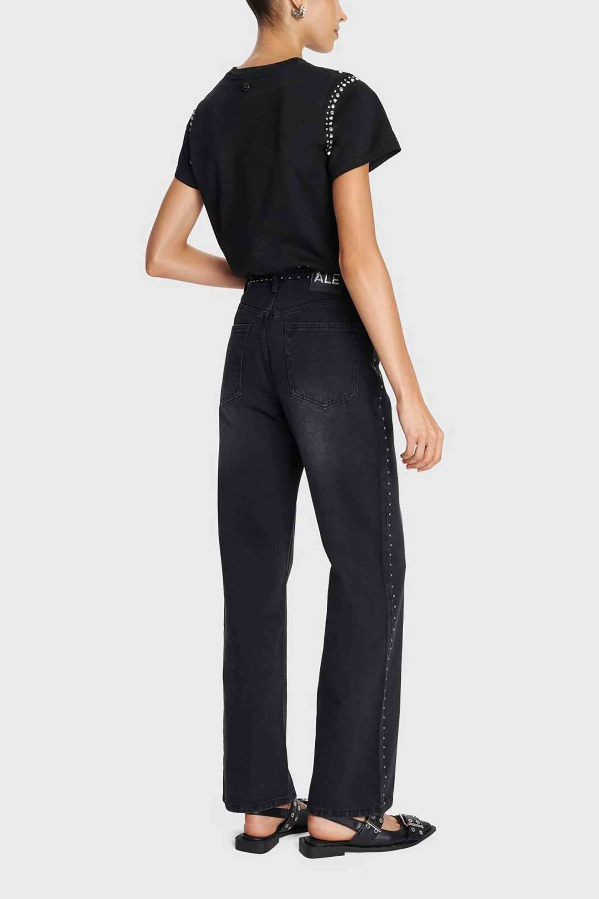 'ALE γυναικείο τζιν παντελόνι πεντάτσεπο με τρουκς Straight Fit - 8921656 Μαύρο φωτογραφία