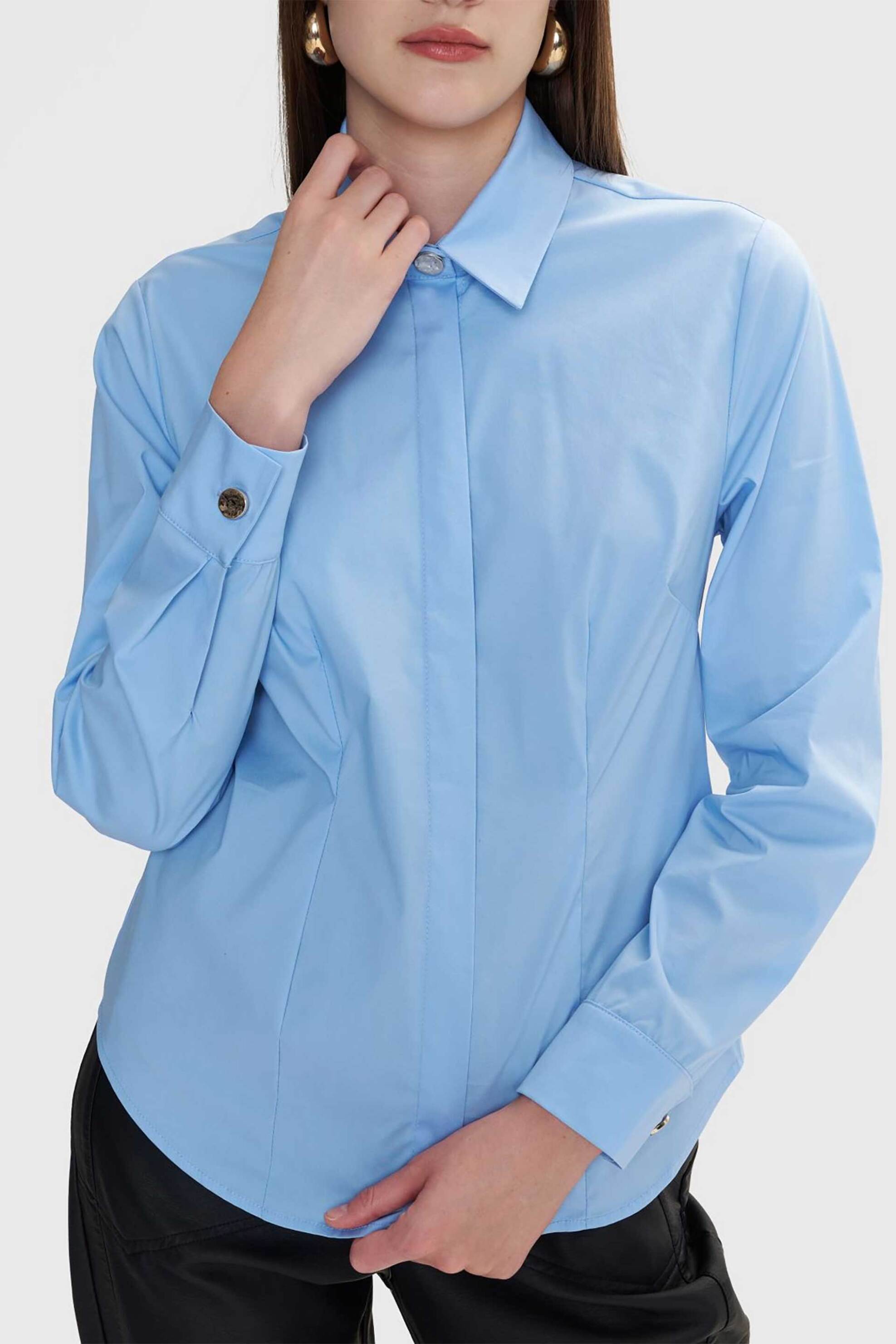 'ALE γυναικείο πουκάμισο μονόχρωμο - 8922547 Σιελ φωτογραφία