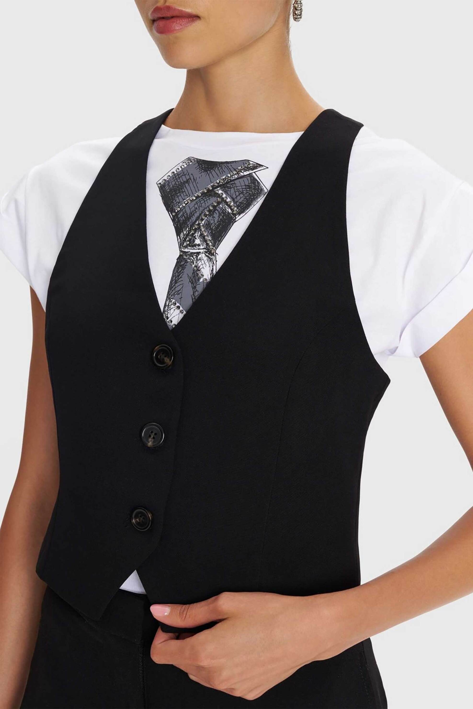 'ALE γυναικείο γιλέκο μονόχρωμο - 8921490 Μαύρο φωτογραφία