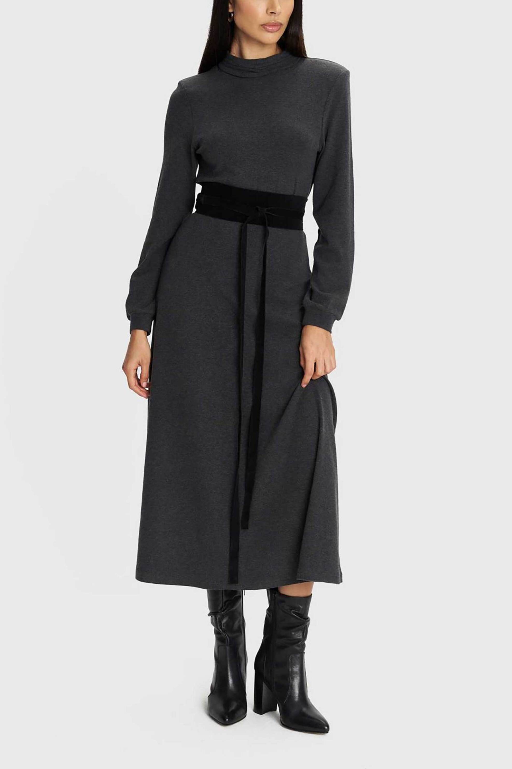 'ALE 'ALE γυναικείο midi φόρεμα μονόχρωμο - 8921594 Γκρι Σκούρο