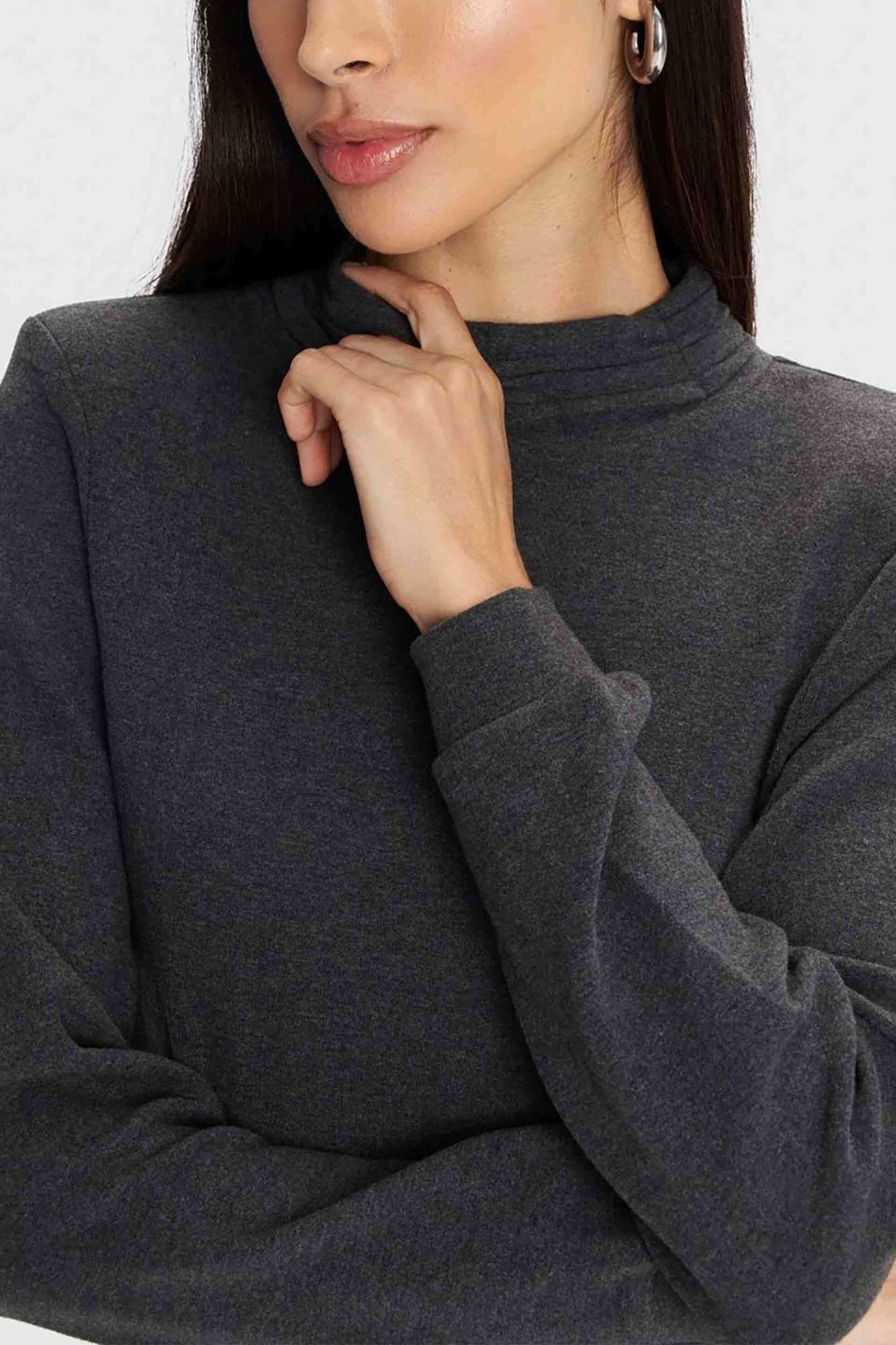 'ALE γυναικείο midi φόρεμα μονόχρωμο - 8921594 Γκρι Σκούρο φωτογραφία