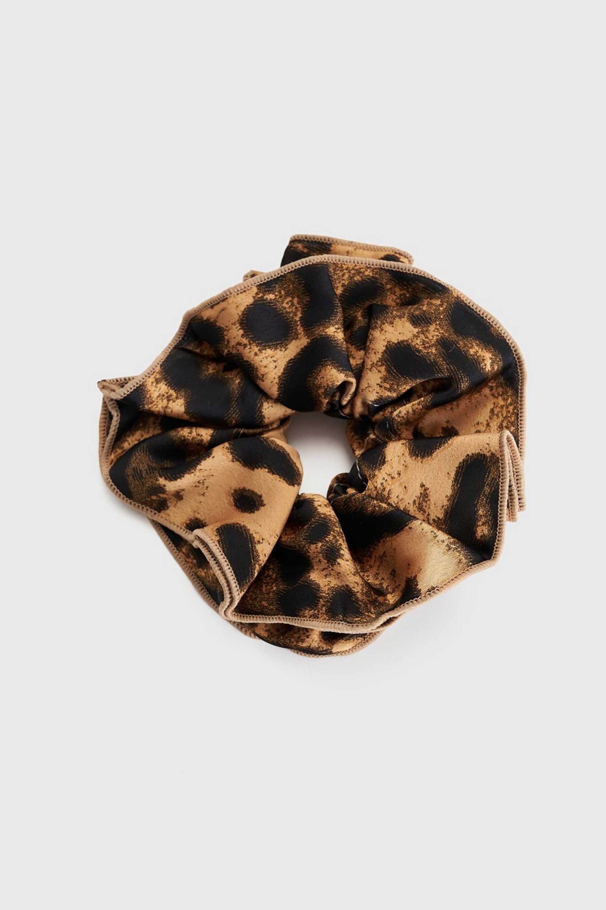 'ALE 'ALE γυναικείο scrunchie oversized για τα μαλλιά με animal print - 8K23284 Καφέ