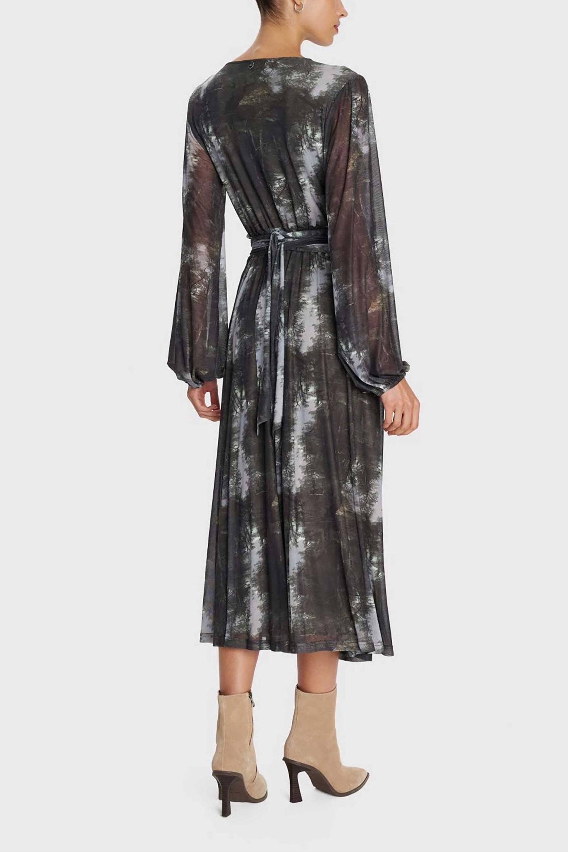 'ALE γυναικείο maxi φόρεμα με διαφάνεια και all-over print - 8921631 Γκρι φωτογραφία