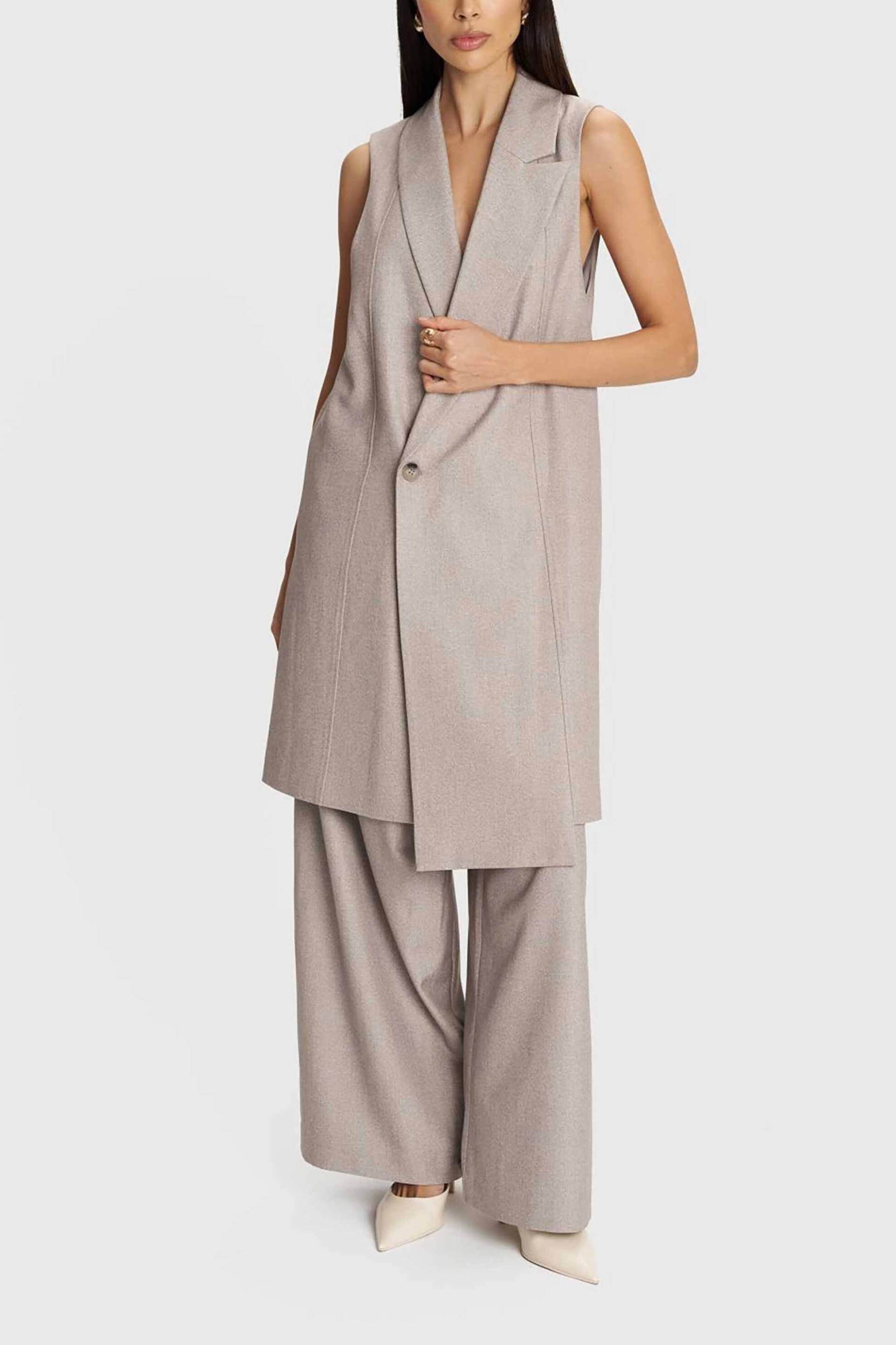 'ALE γυναικείο μακρύ αμάνικο γιλέκο - 8921507 Εκρού φωτογραφία