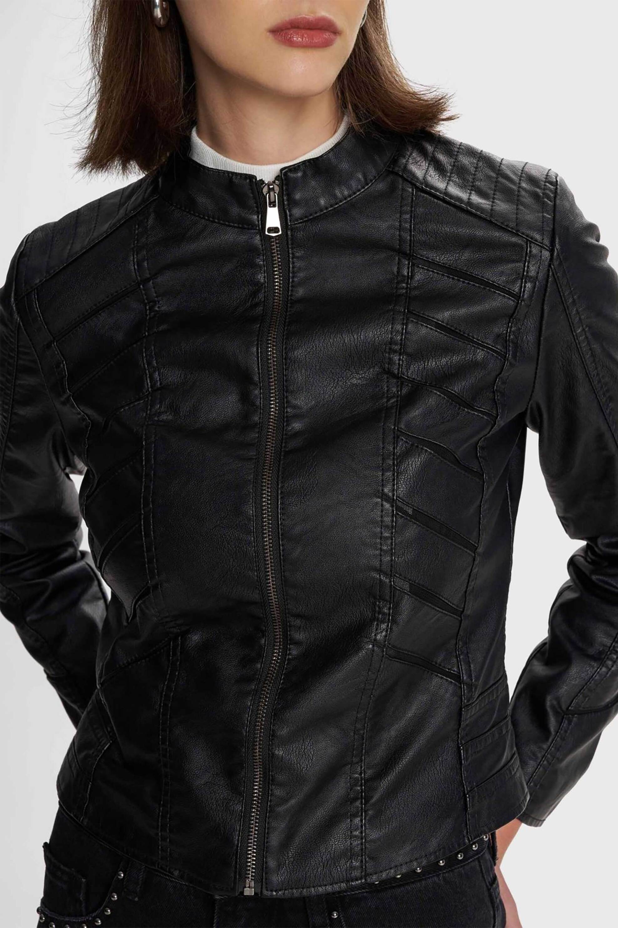 'ALE γυναικείο jacket biker από faux δέρμα - 8921738 Μαύρο φωτογραφία