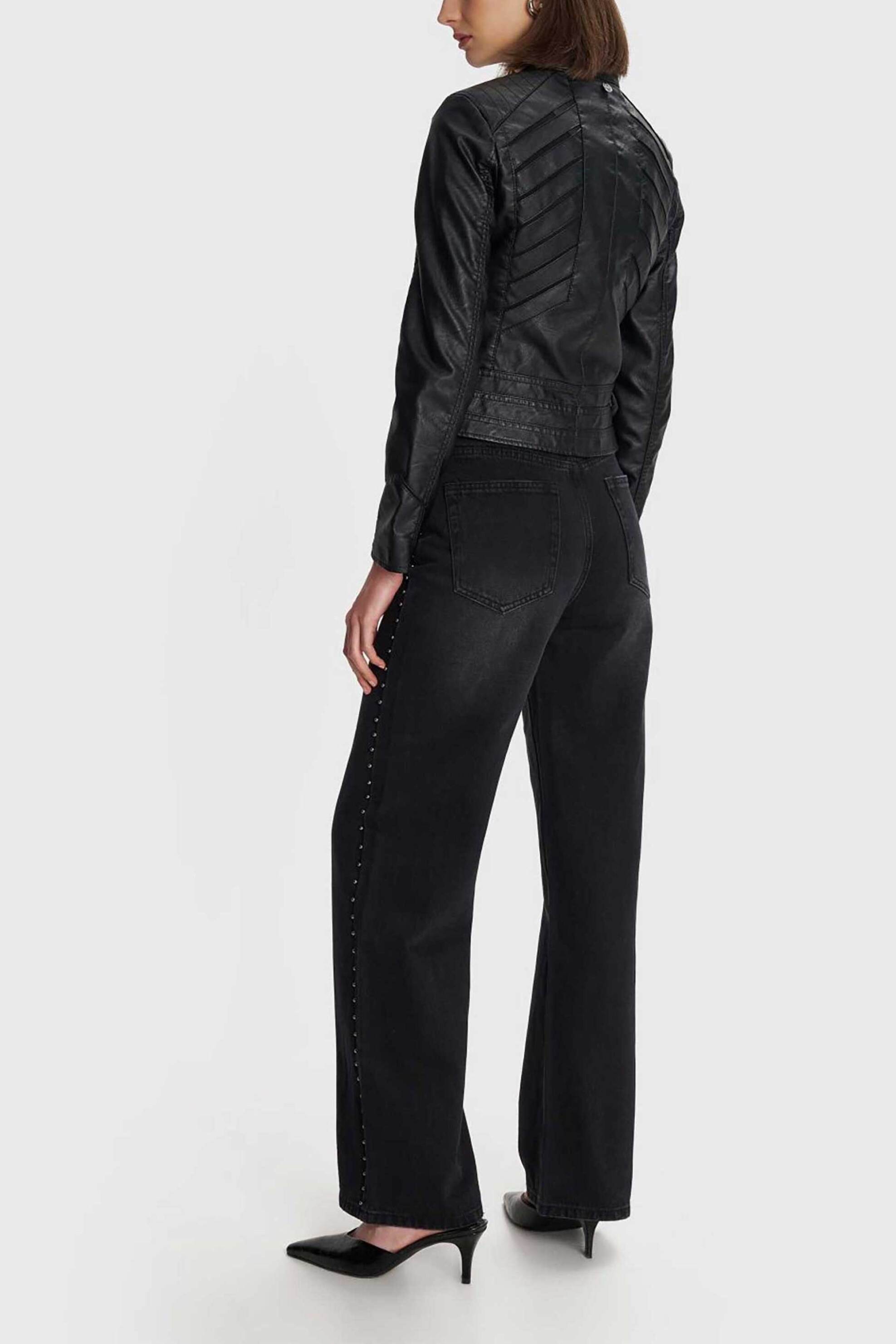 'ALE γυναικείο jacket biker από faux δέρμα - 8921738 Μαύρο φωτογραφία