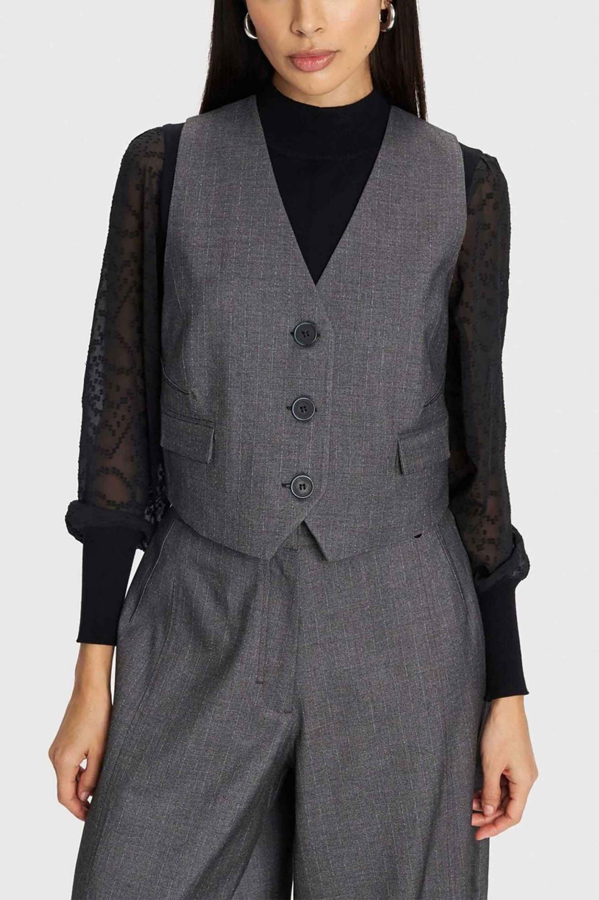 'ALE 'ALE γυναικείο γιλέκο μονόχρωμο - 8921511 Ανθρακί