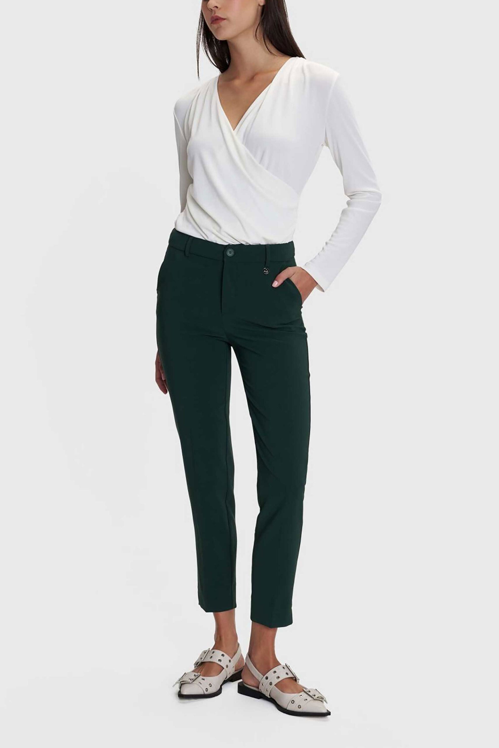 'ALE 'ALE γυναικείο παντελόνι Slim Fit - 82464062M Πράσινο Σκούρο