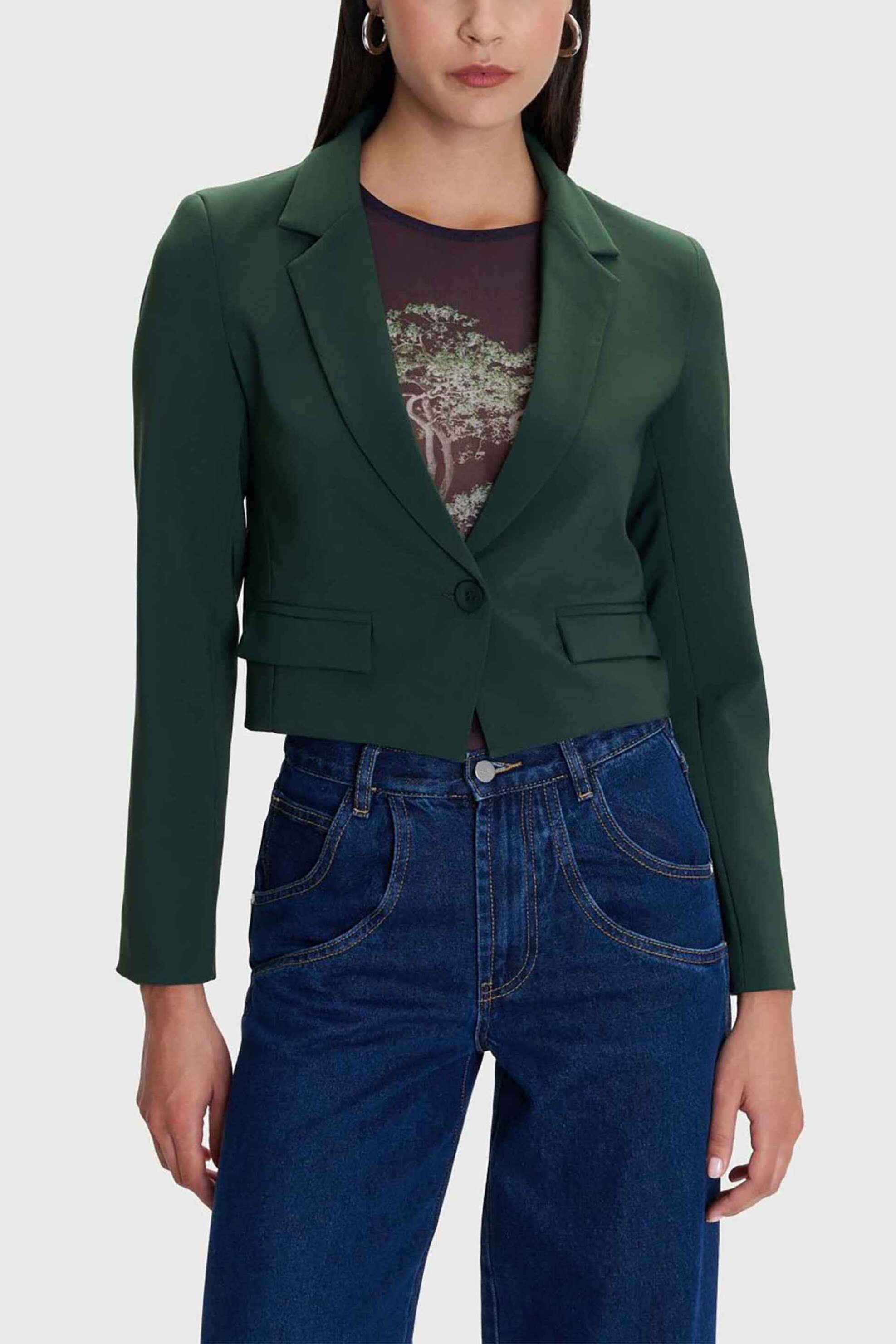 'ALE 'ALE γυναικείο σακάκι cropped - 82464615E Πράσινο Σκούρο