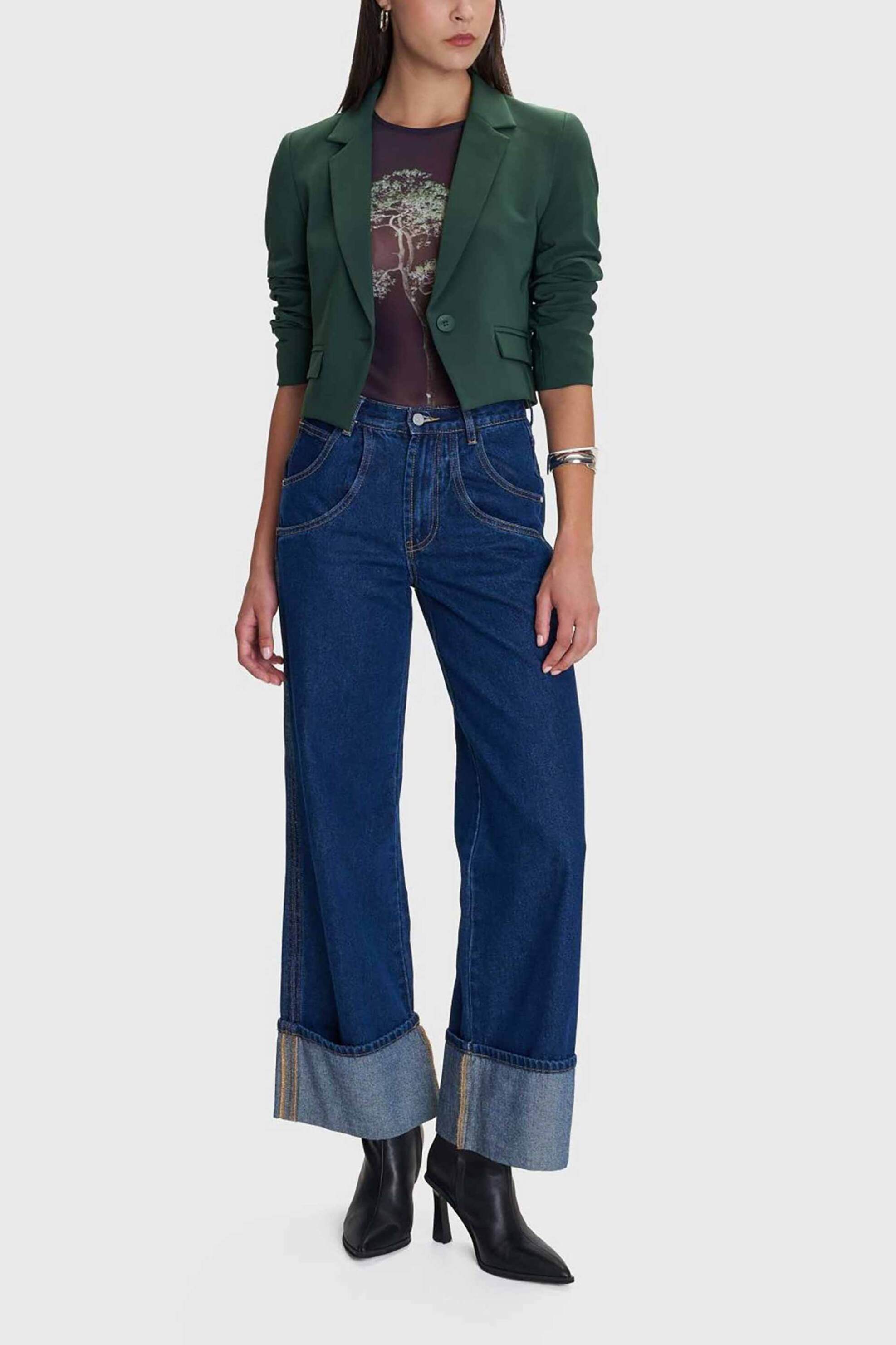 'ALE γυναικείο σακάκι cropped - 82464615E Πράσινο Σκούρο φωτογραφία