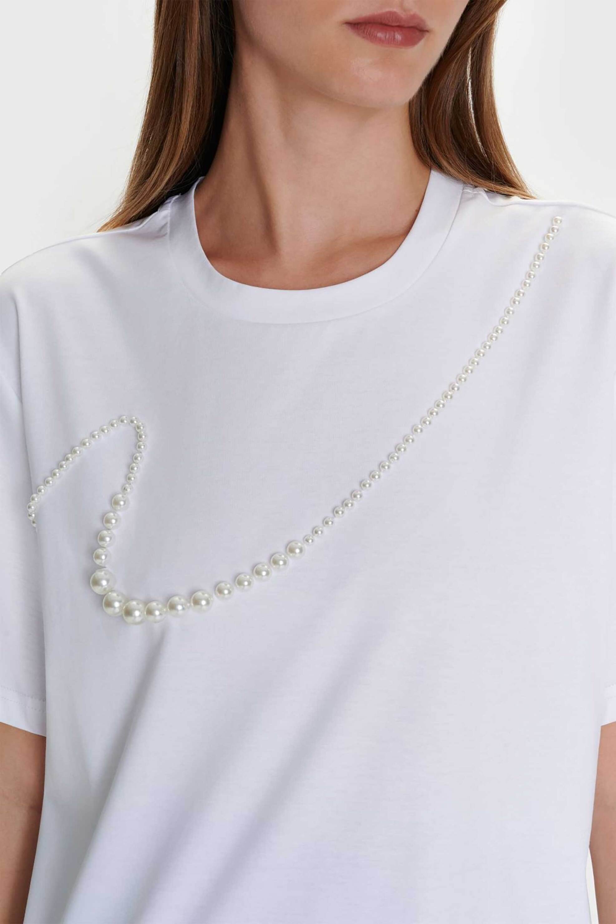 'ALE γυναικείo T-shirt με διακοσμητικές πέρλες - 8921585 Λευκό φωτογραφία