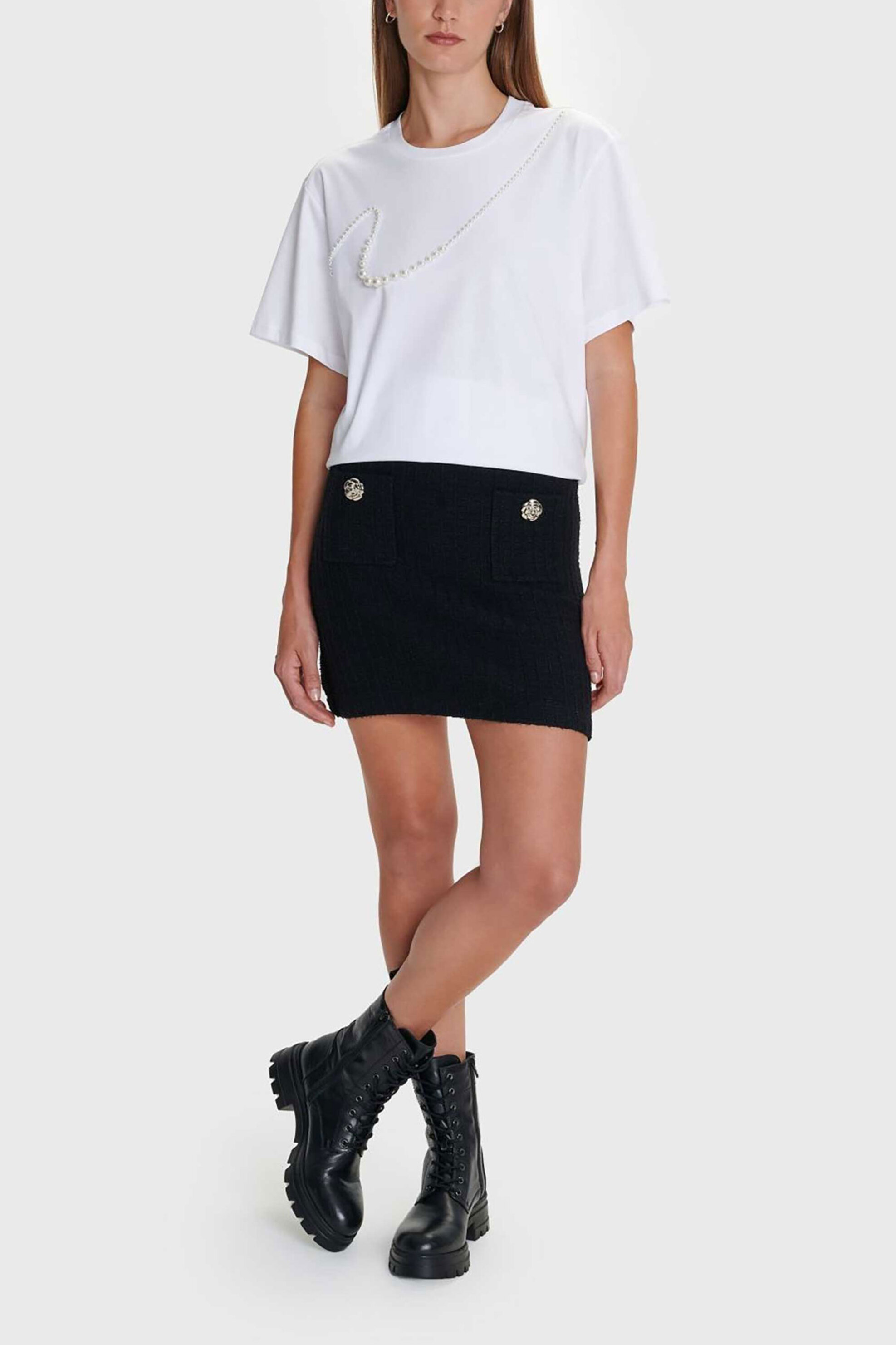 'ALE γυναικείo T-shirt με διακοσμητικές πέρλες - 8921585 Λευκό φωτογραφία