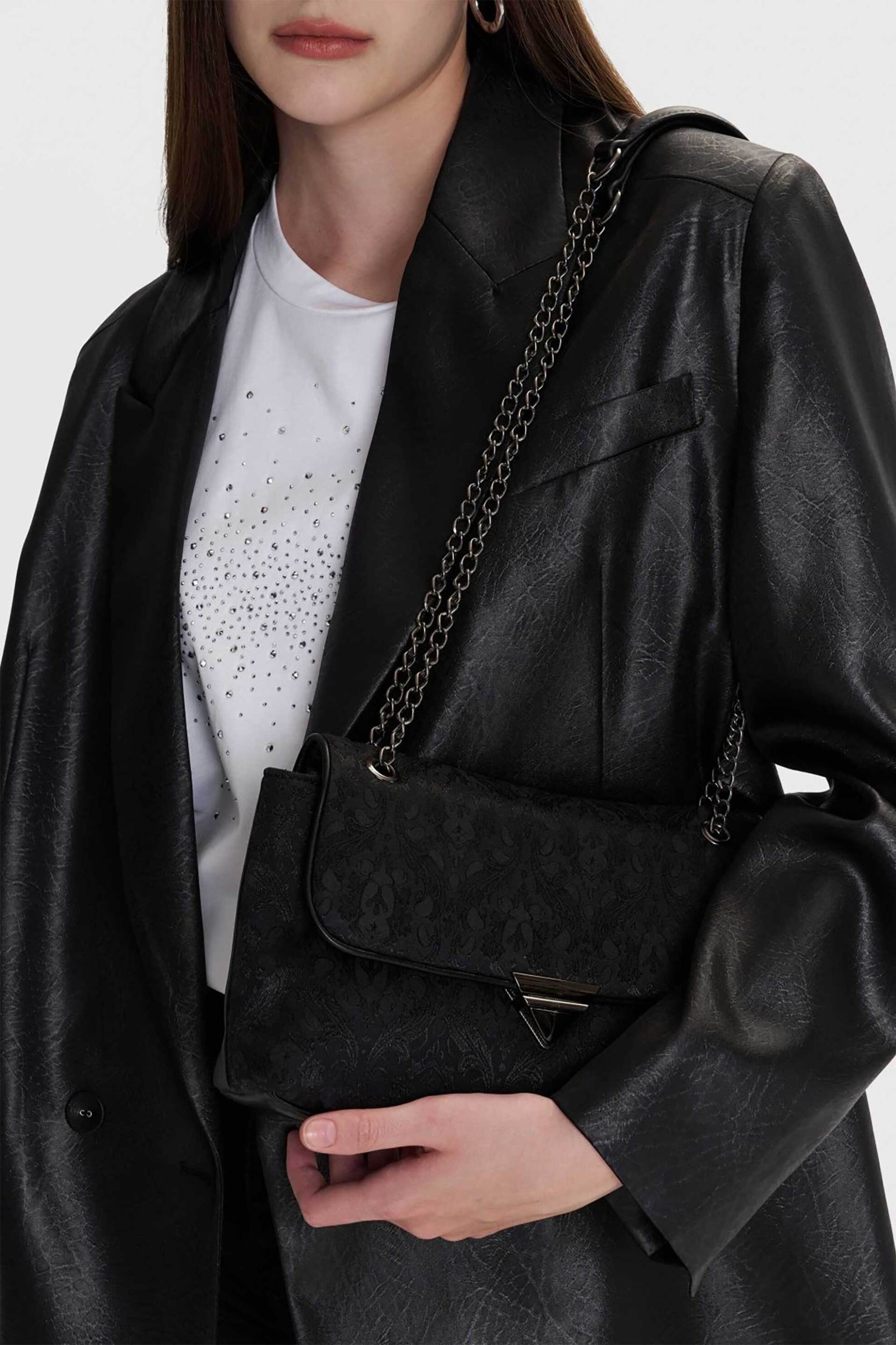 'ALE γυναικεία τσάντα ώμου με αλυσίδα - 8T23053 Μαύρο φωτογραφία