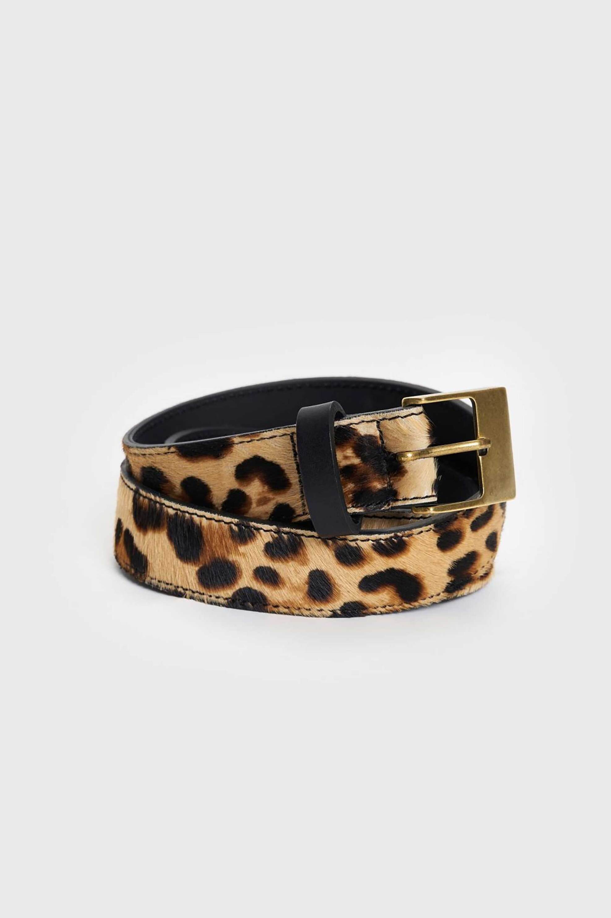 'ALE 'ALE γυναικεία δερμάτινη ζώνη με animal print - 8Z23343 Καφέ