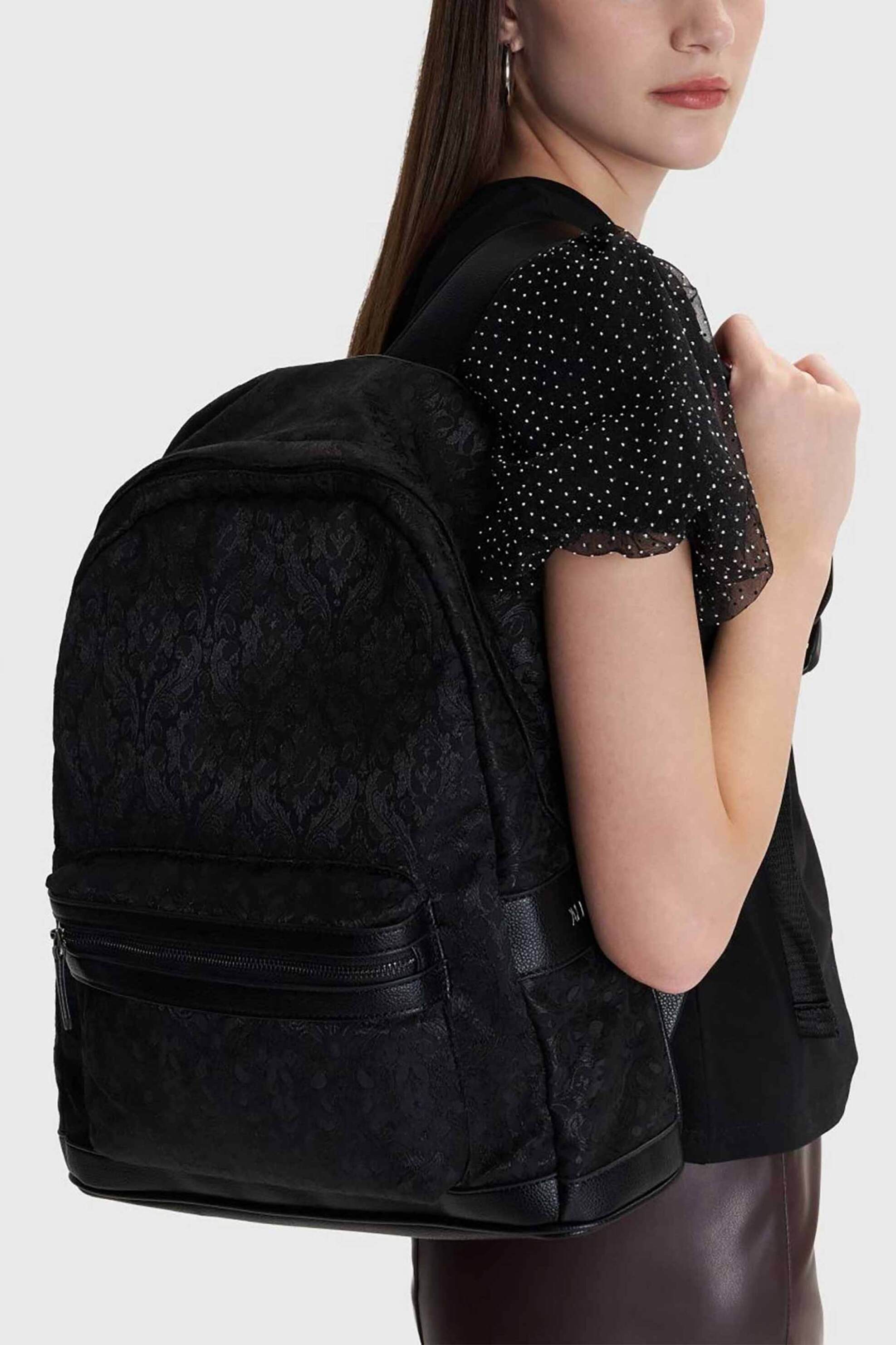 'ALE γυναικείo backpack με ανάγλυφο σχέδιο - 8T23054 Μαύρο φωτογραφία