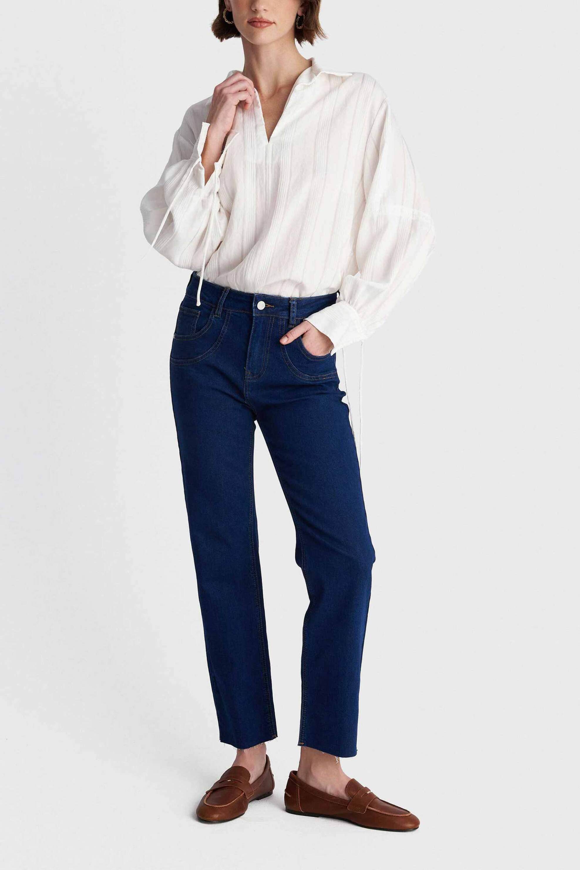 'ALE γυναικείο τζιν παντελόνι Straight Fit - 8920567C Denim Blue Σκούρο
