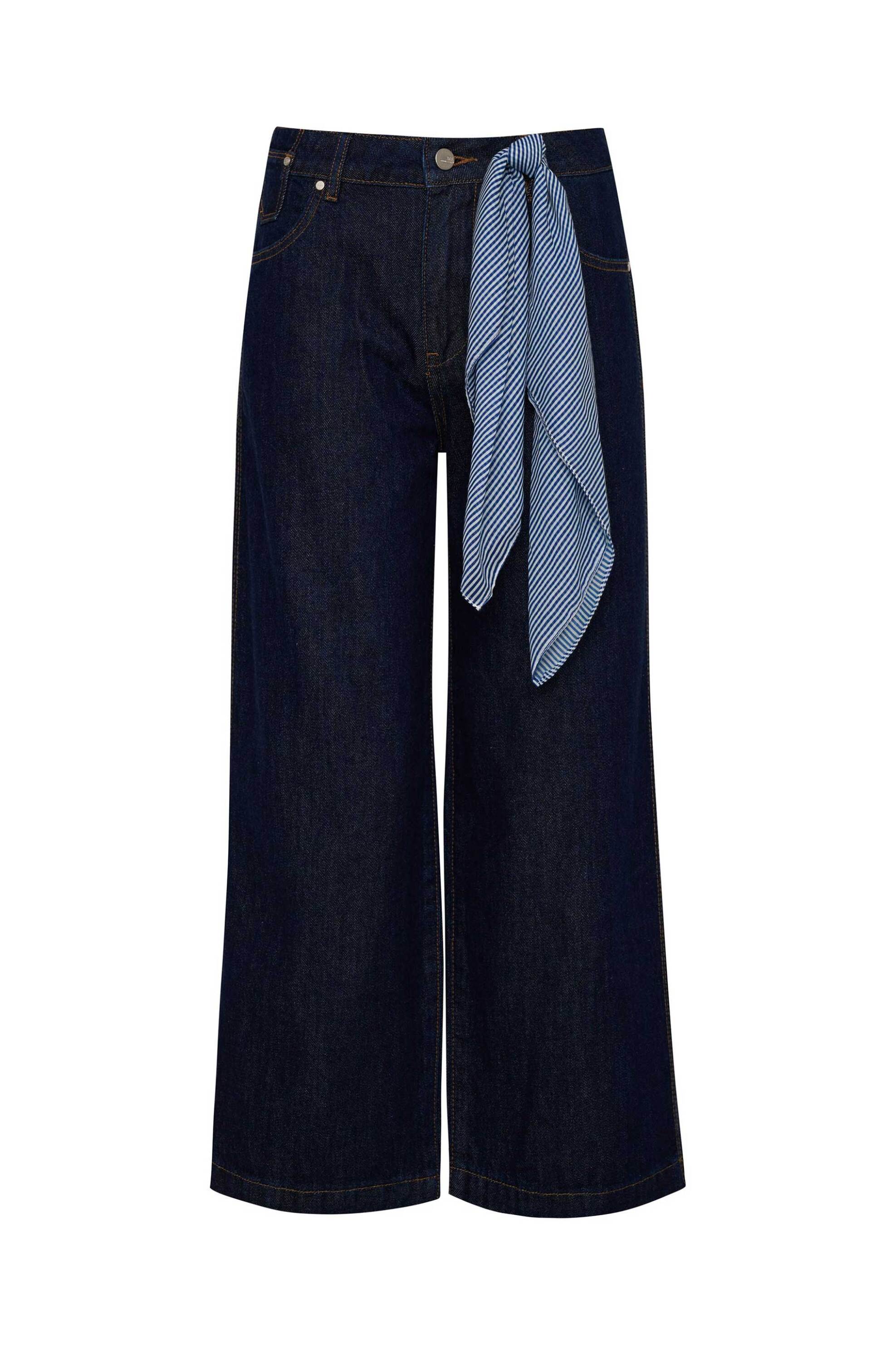 Ale Γυναικείο Τζιν Παντελόνι με Φουλάρι Cropped - 8922972 Denim Blue Σκούρο