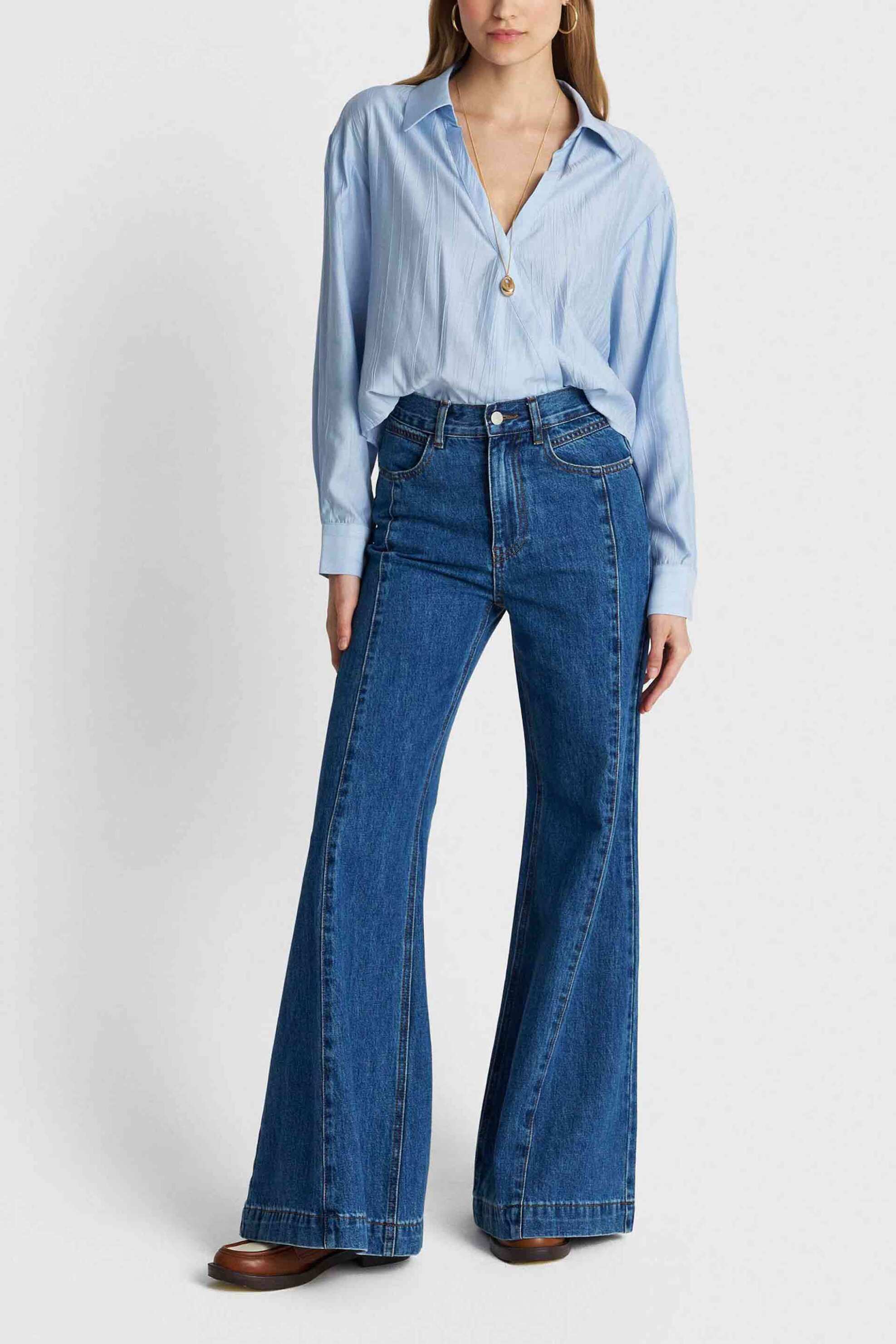 'ALE γυναικείο τζιν παντελόνι καμπάνα - 8922973 Denim Blue Σκούρο