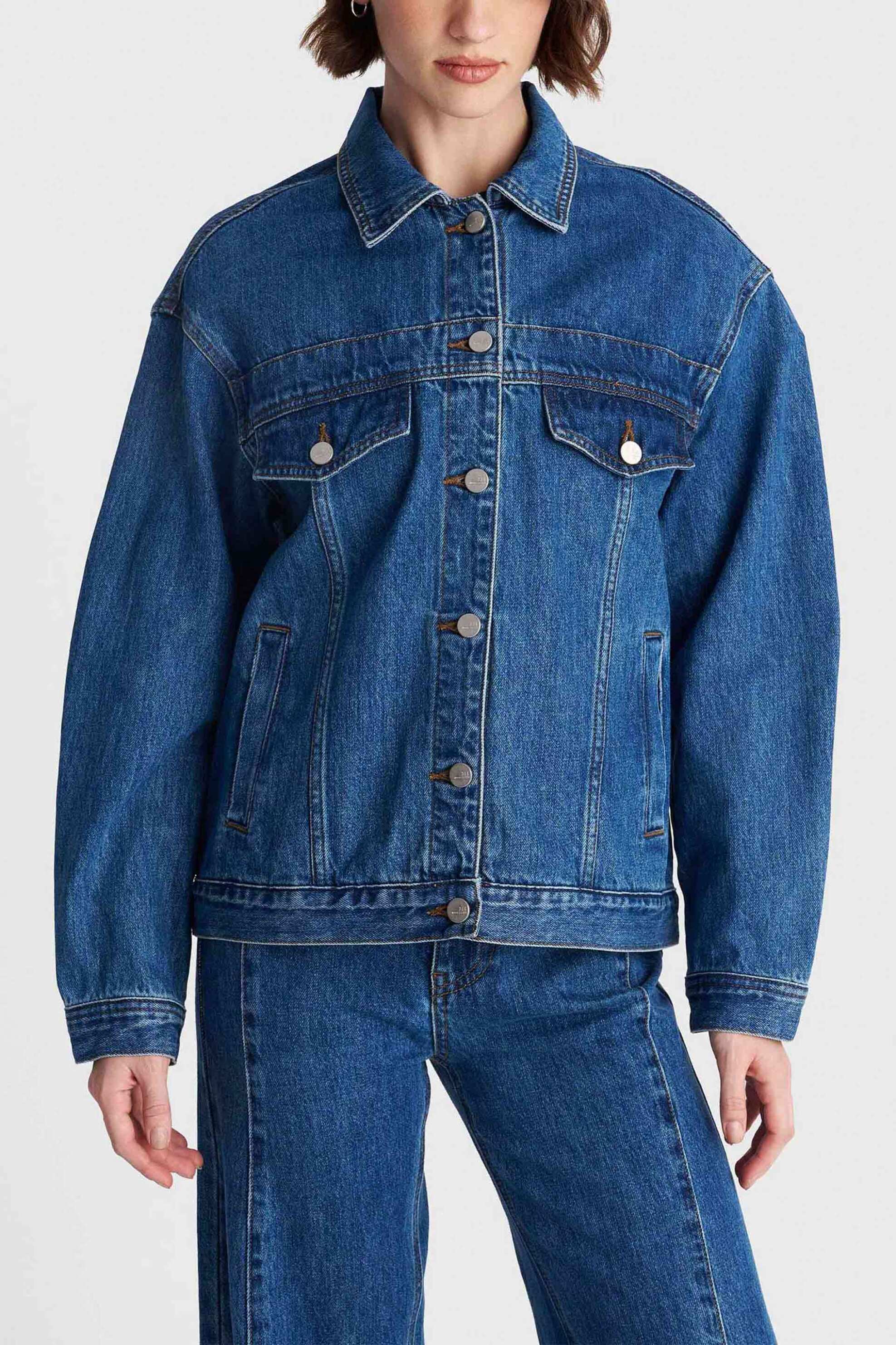 'ALE γυναικείο denim μπουφάν με μυτερό γιακά - 8922974 Denim Blue Σκούρο