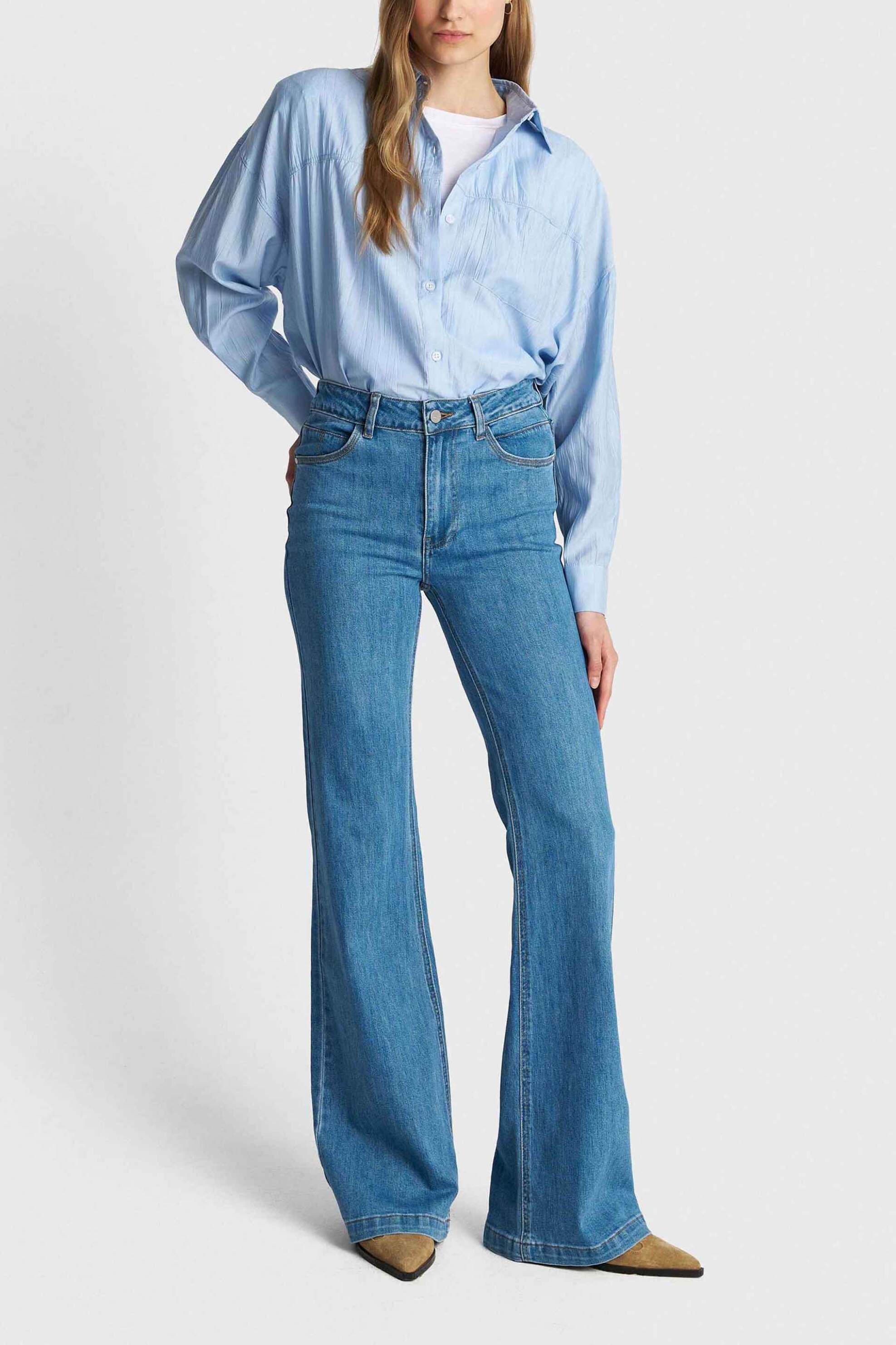 'ALE 'ALE γυναικείο τζιν παντελόνι καμπάνα - 8923087 Denim Blue